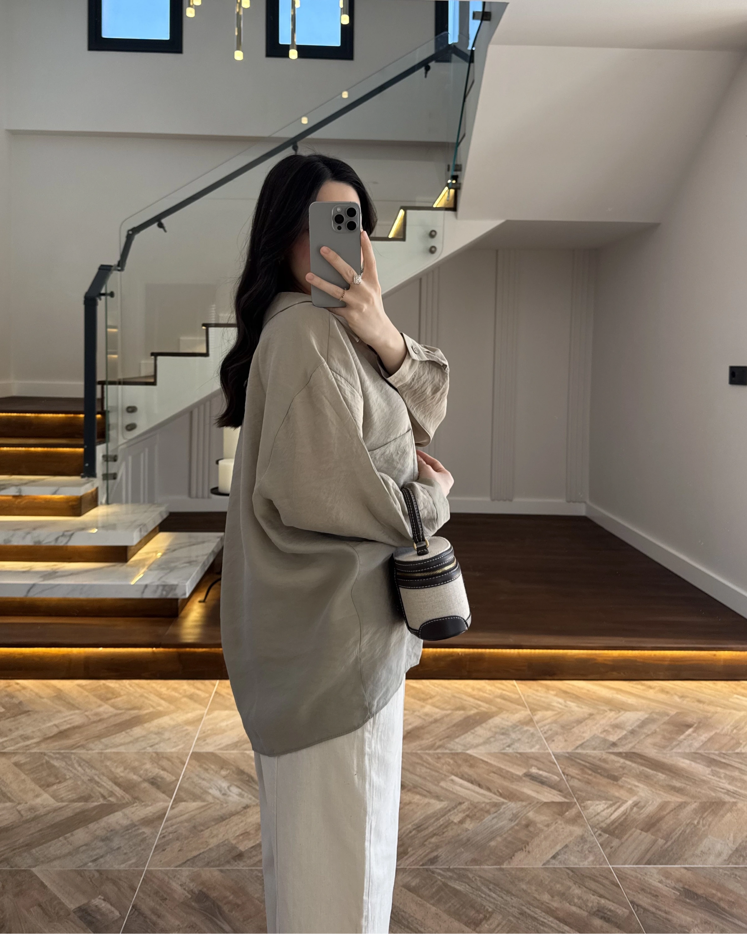 OLİVE DÜŞÜK OMUZ TENSEL GÖMLEK-4612