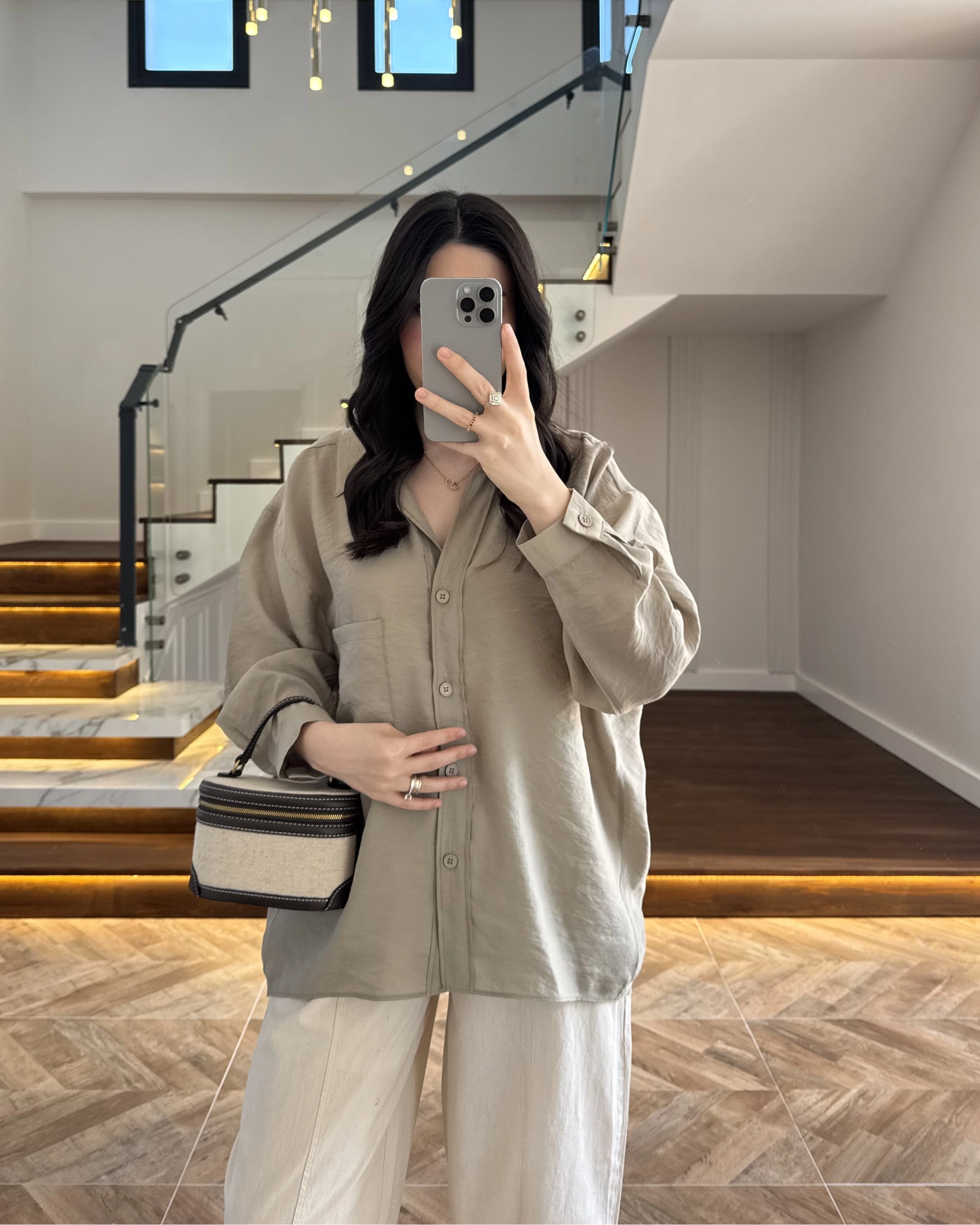 OLİVE DÜŞÜK OMUZ TENSEL GÖMLEK-4612