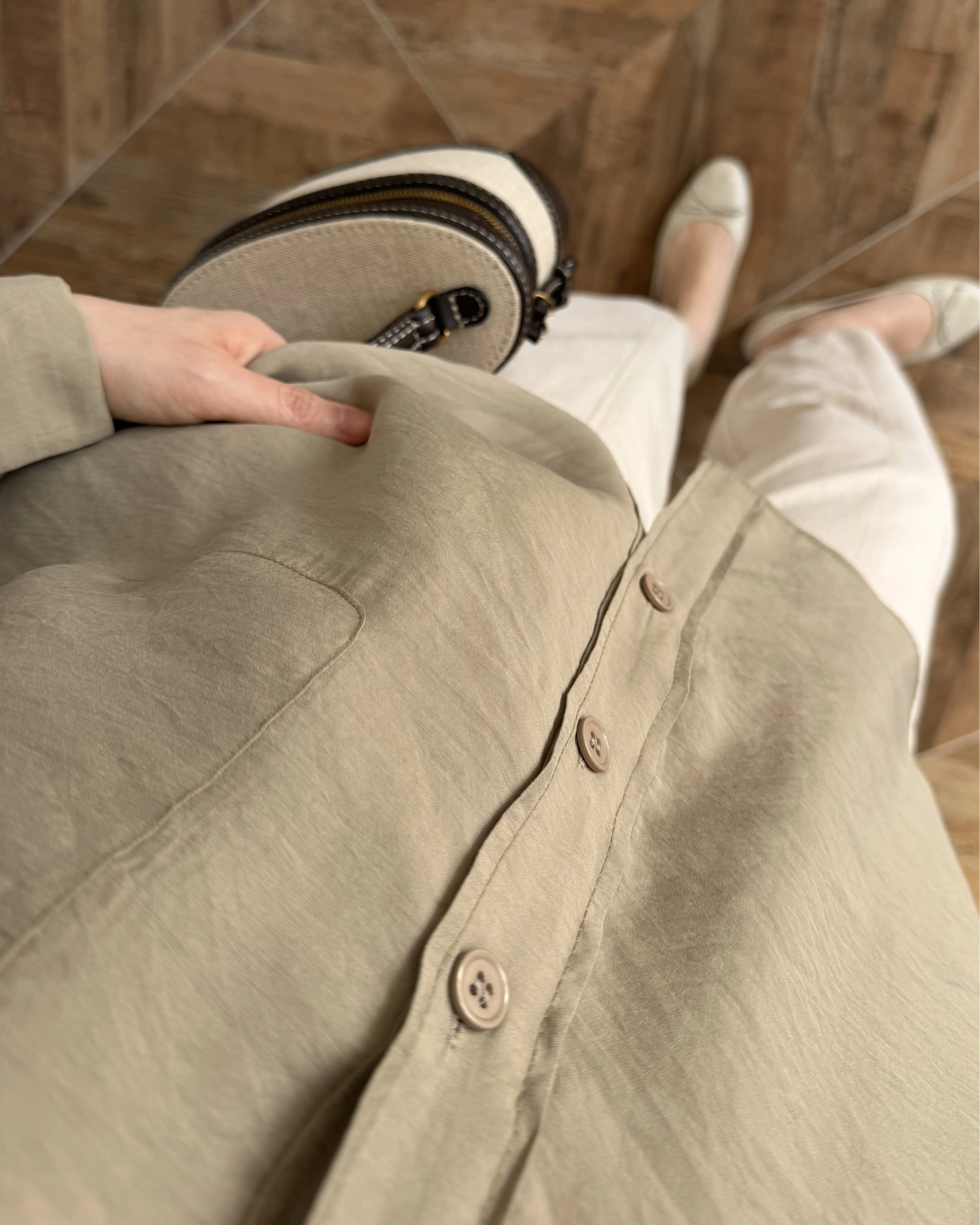 OLİVE DÜŞÜK OMUZ TENSEL GÖMLEK-4612