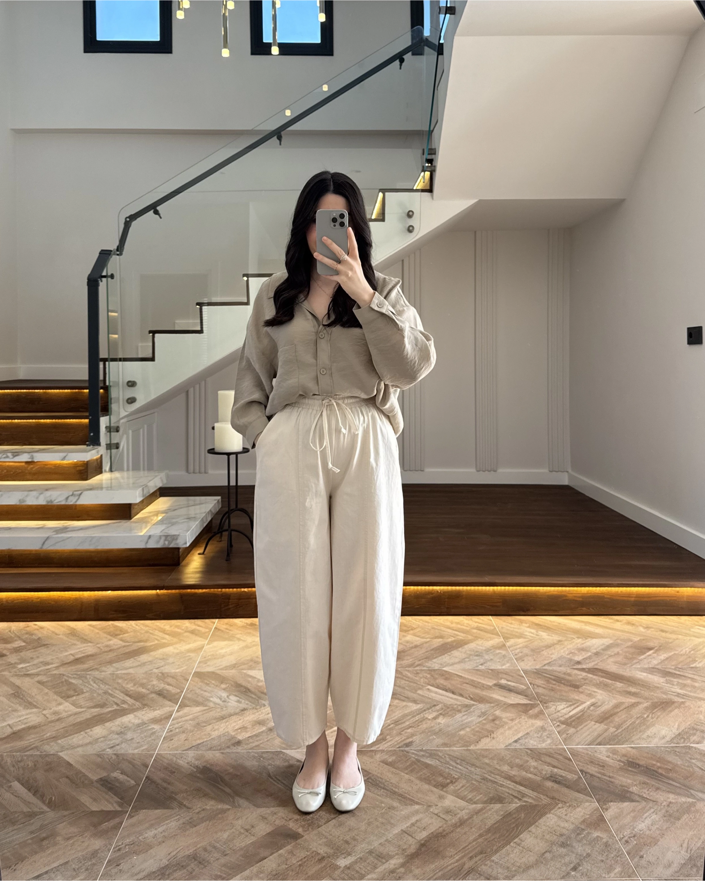 LASTİKLİ ŞALVAR PANTOLON NATURAL-3905