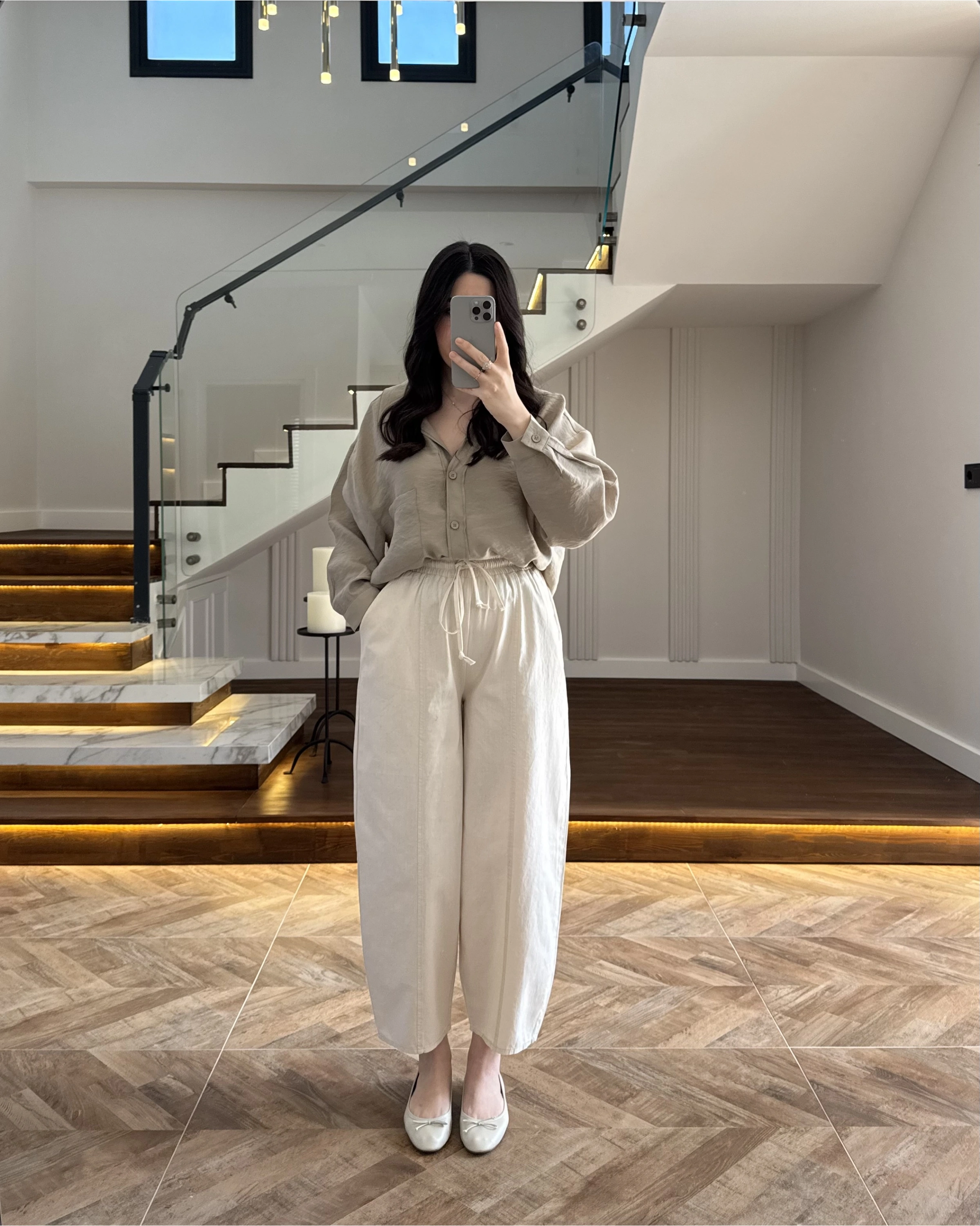 LASTİKLİ ŞALVAR PANTOLON NATURAL-3905