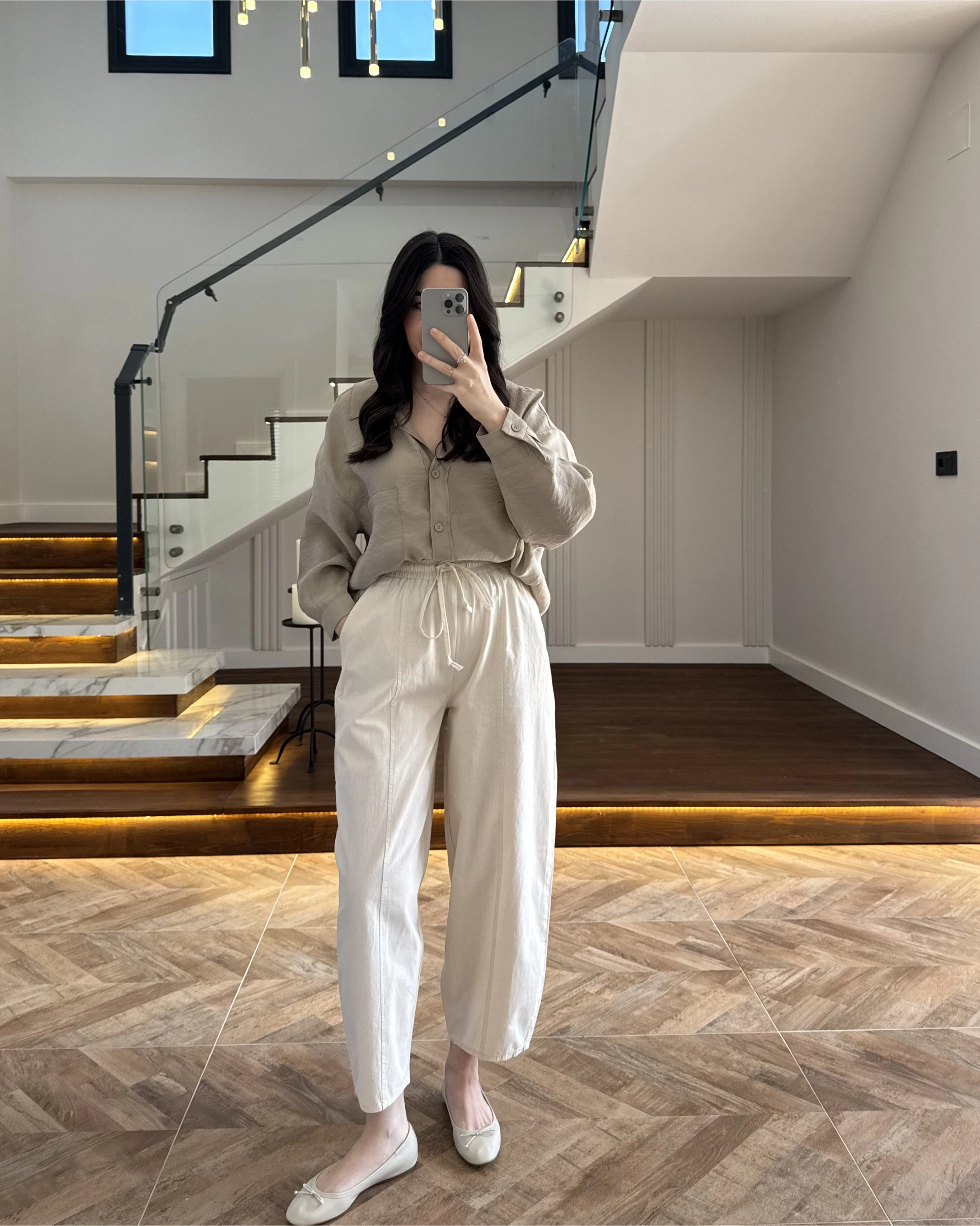 LASTİKLİ ŞALVAR PANTOLON NATURAL-3905