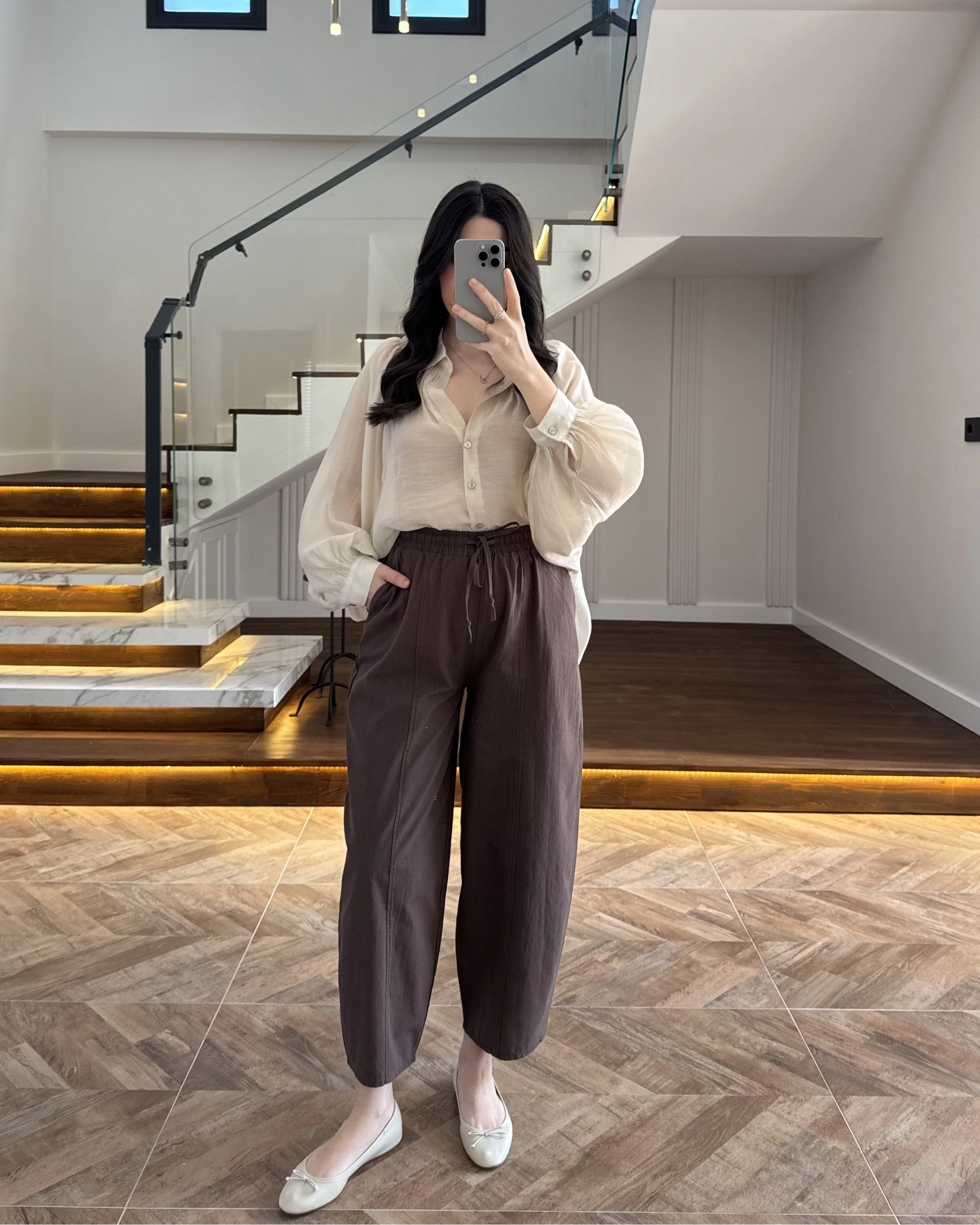 LASTİKLİ ŞALVAR PANTOLON KAHVE-3905