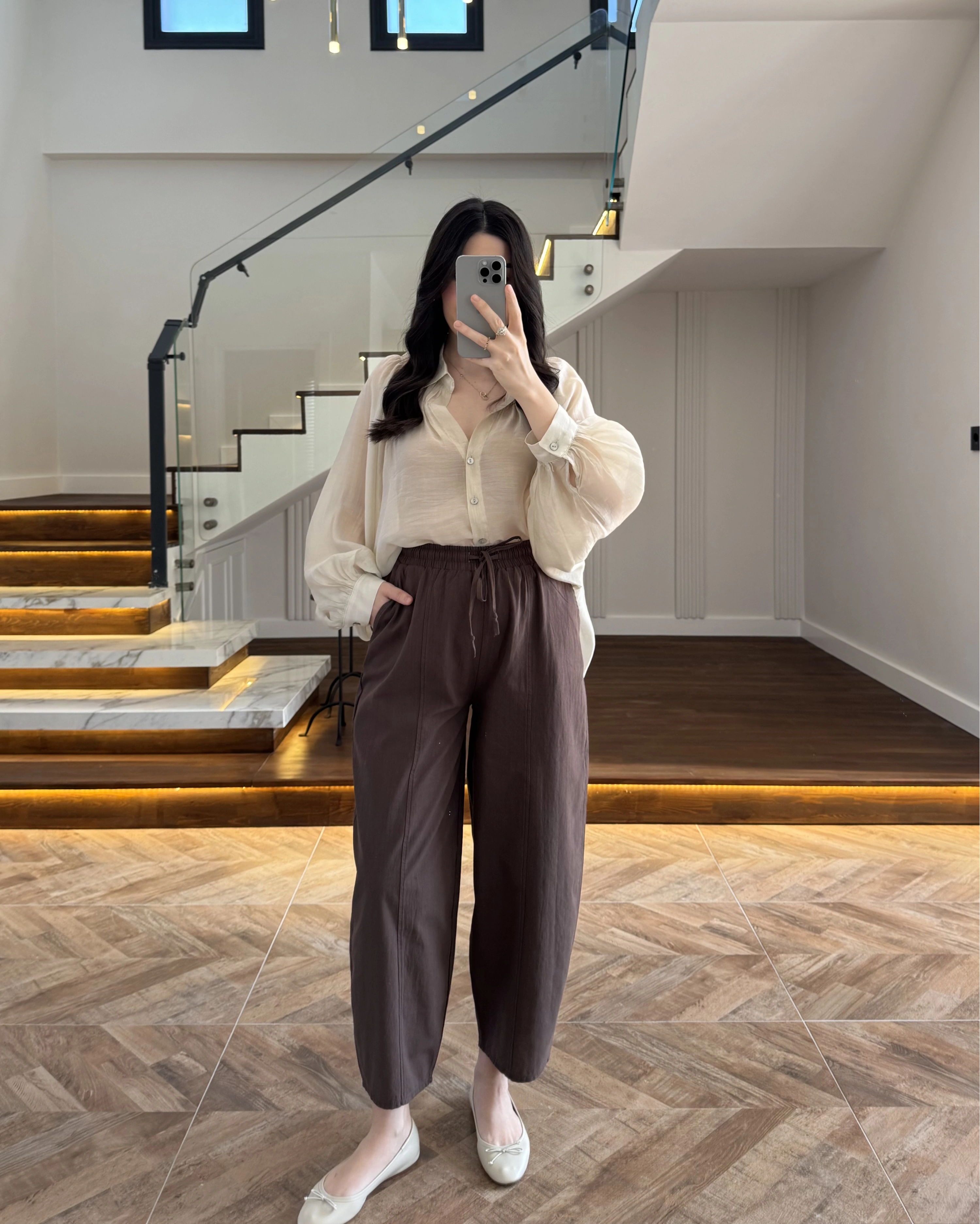 LASTİKLİ ŞALVAR PANTOLON KAHVE-3905