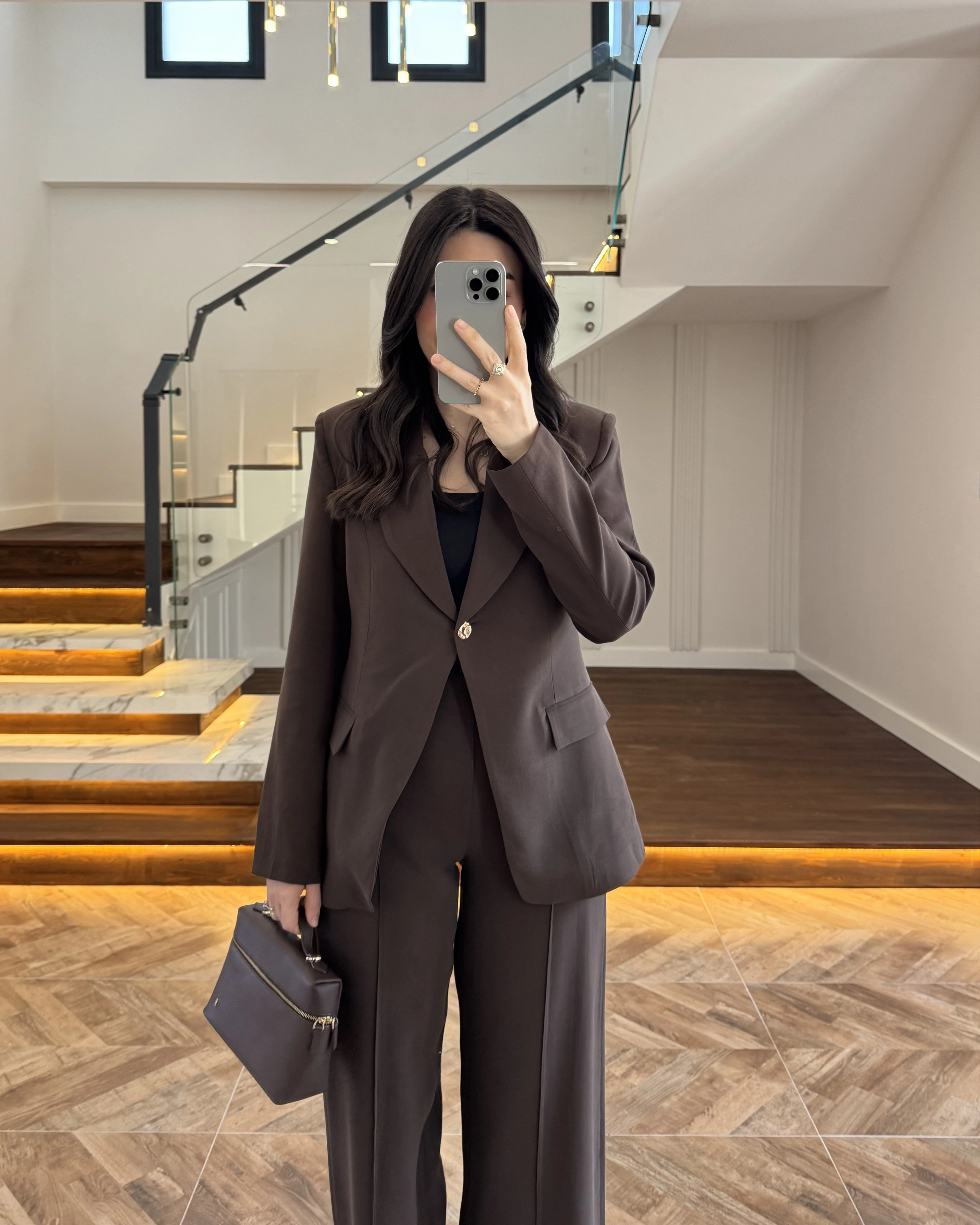 KAHVE GOLD DÜĞMELİ CEKET TAKIM-9031