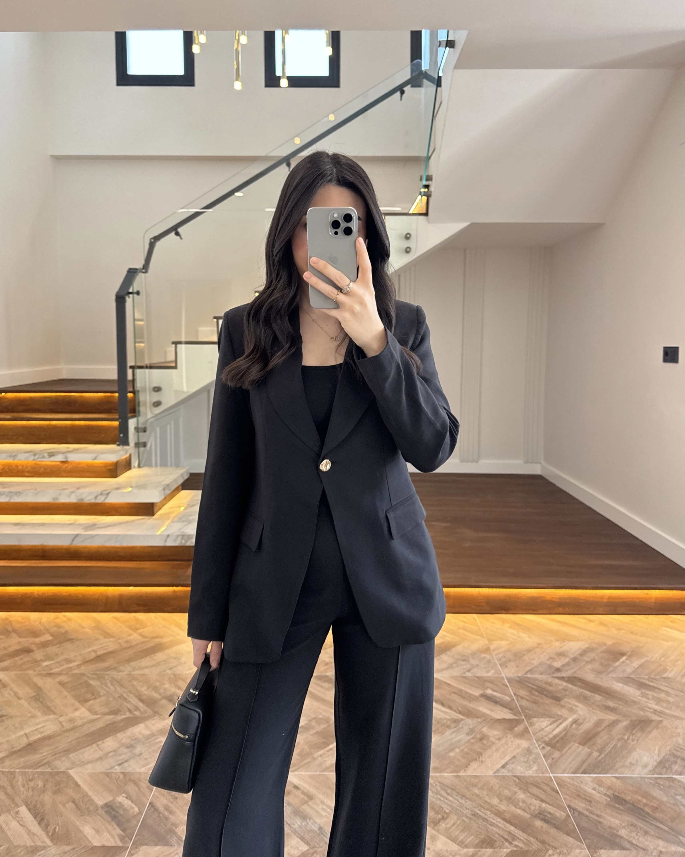 SİYAH GOLD DÜĞMELİ CEKET TAKIM-9031