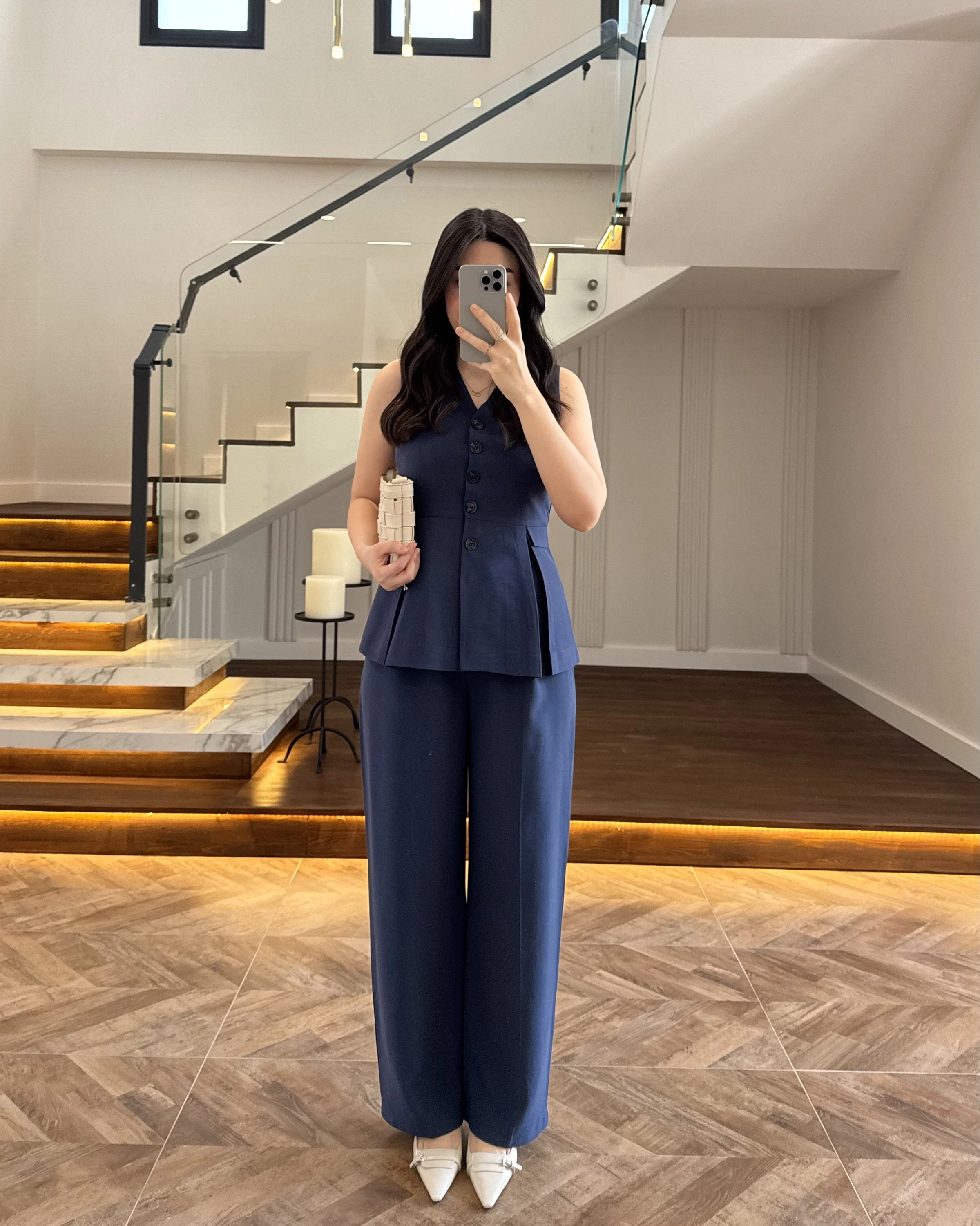 LACİVERT PİLELİ YELEK TAKIM-9041