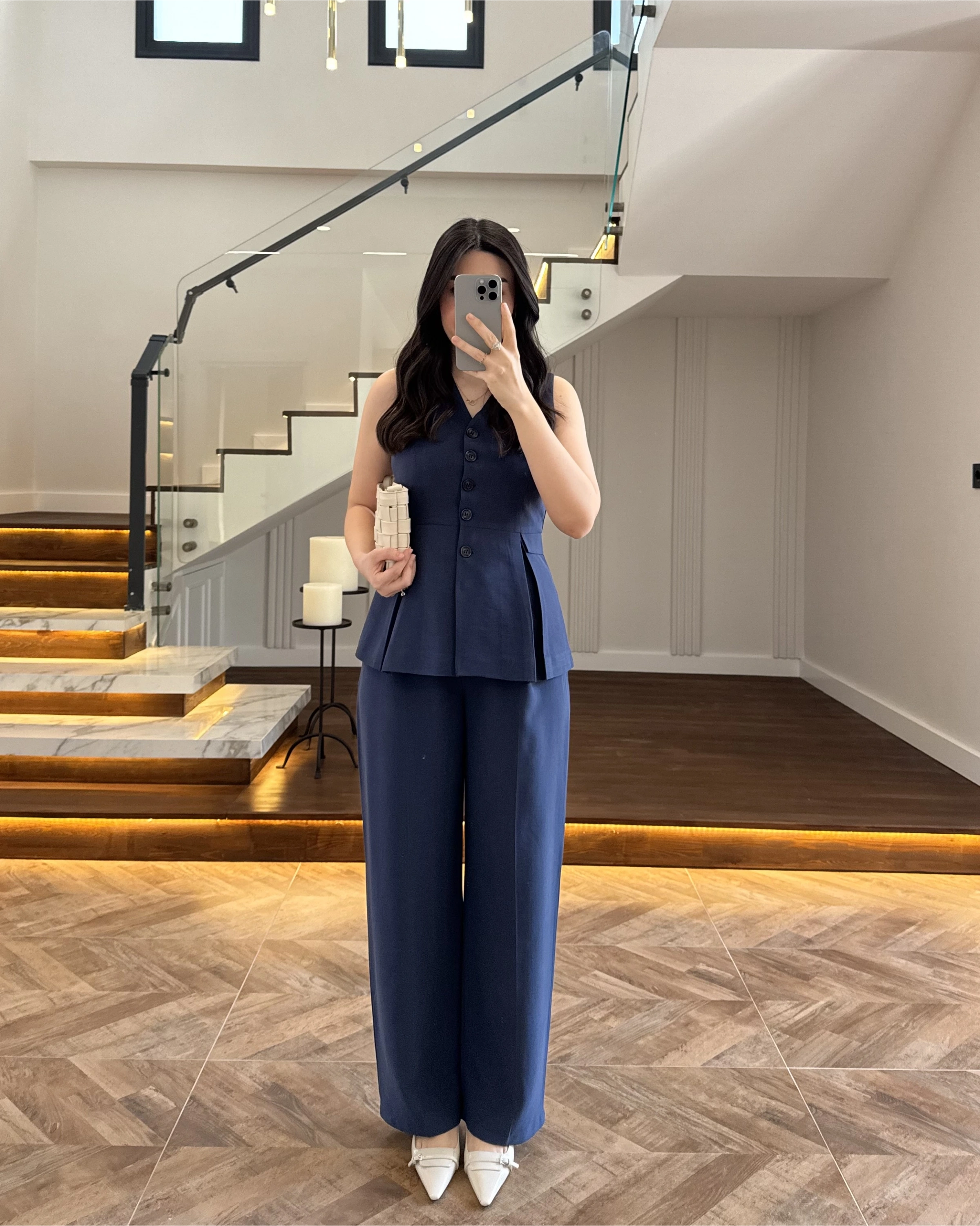 LACİVERT PİLELİ YELEK TAKIM-9041