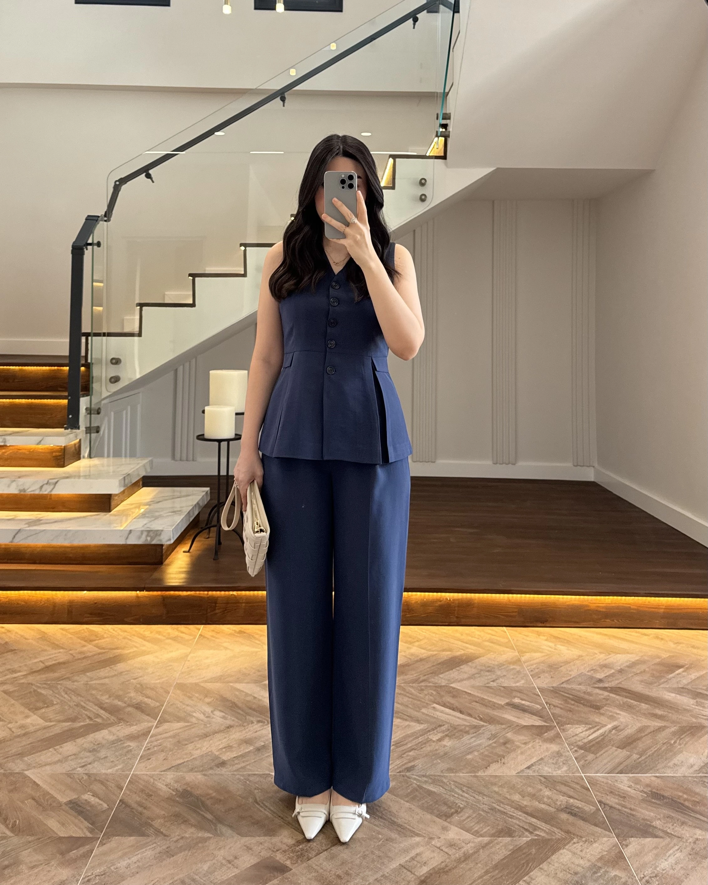 LACİVERT PİLELİ YELEK TAKIM-9041