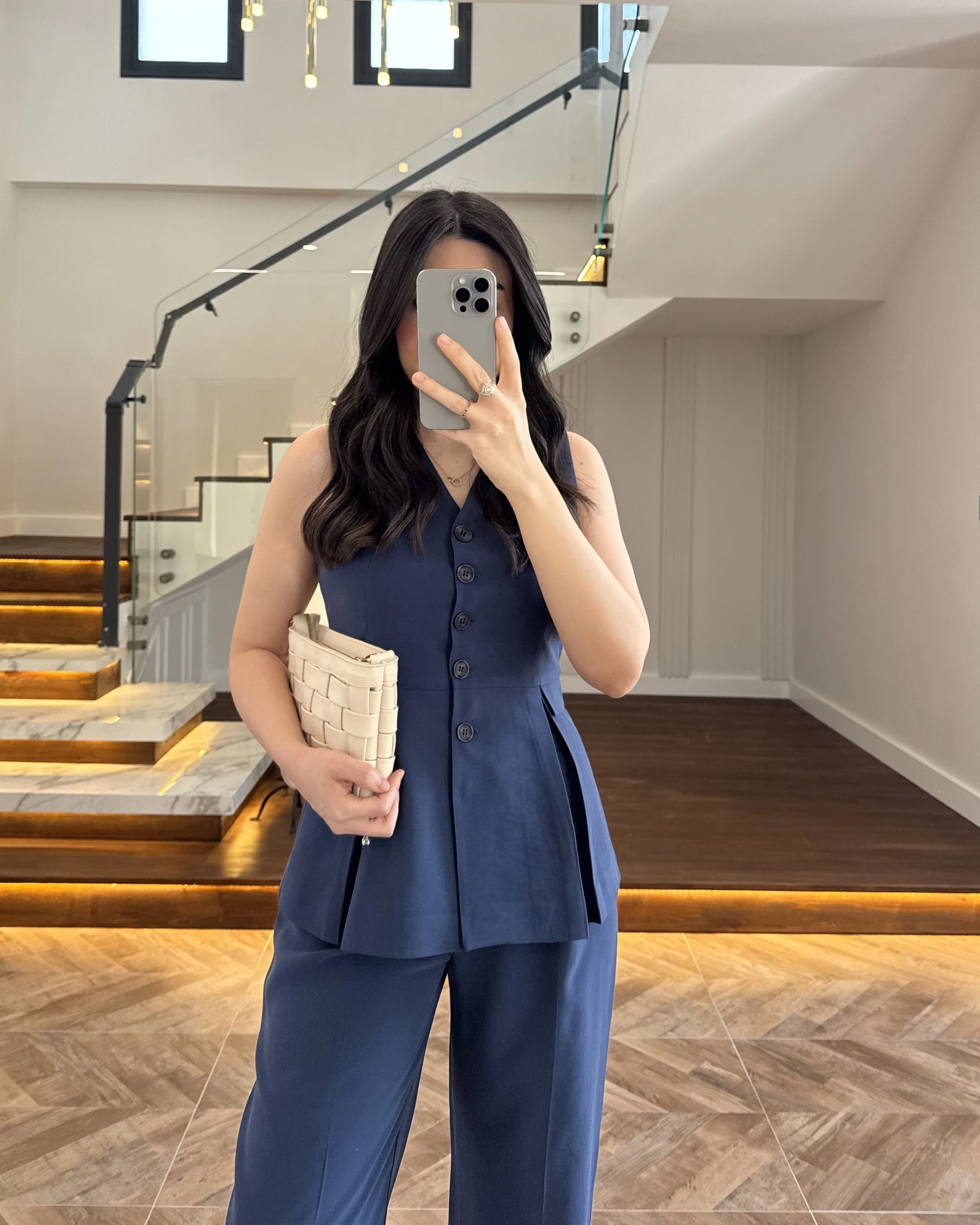 LACİVERT PİLELİ YELEK TAKIM-9041