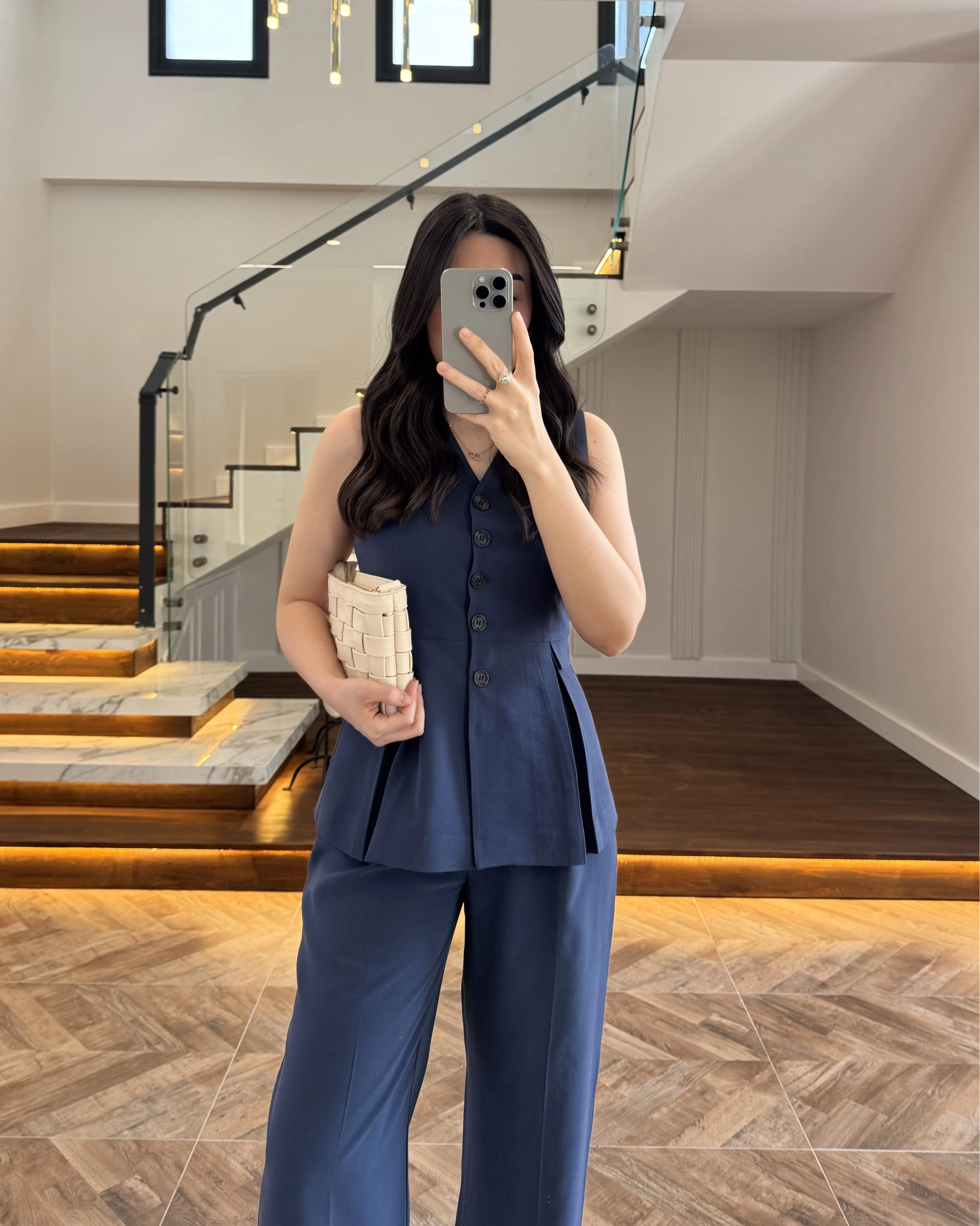 LACİVERT PİLELİ YELEK TAKIM-9041