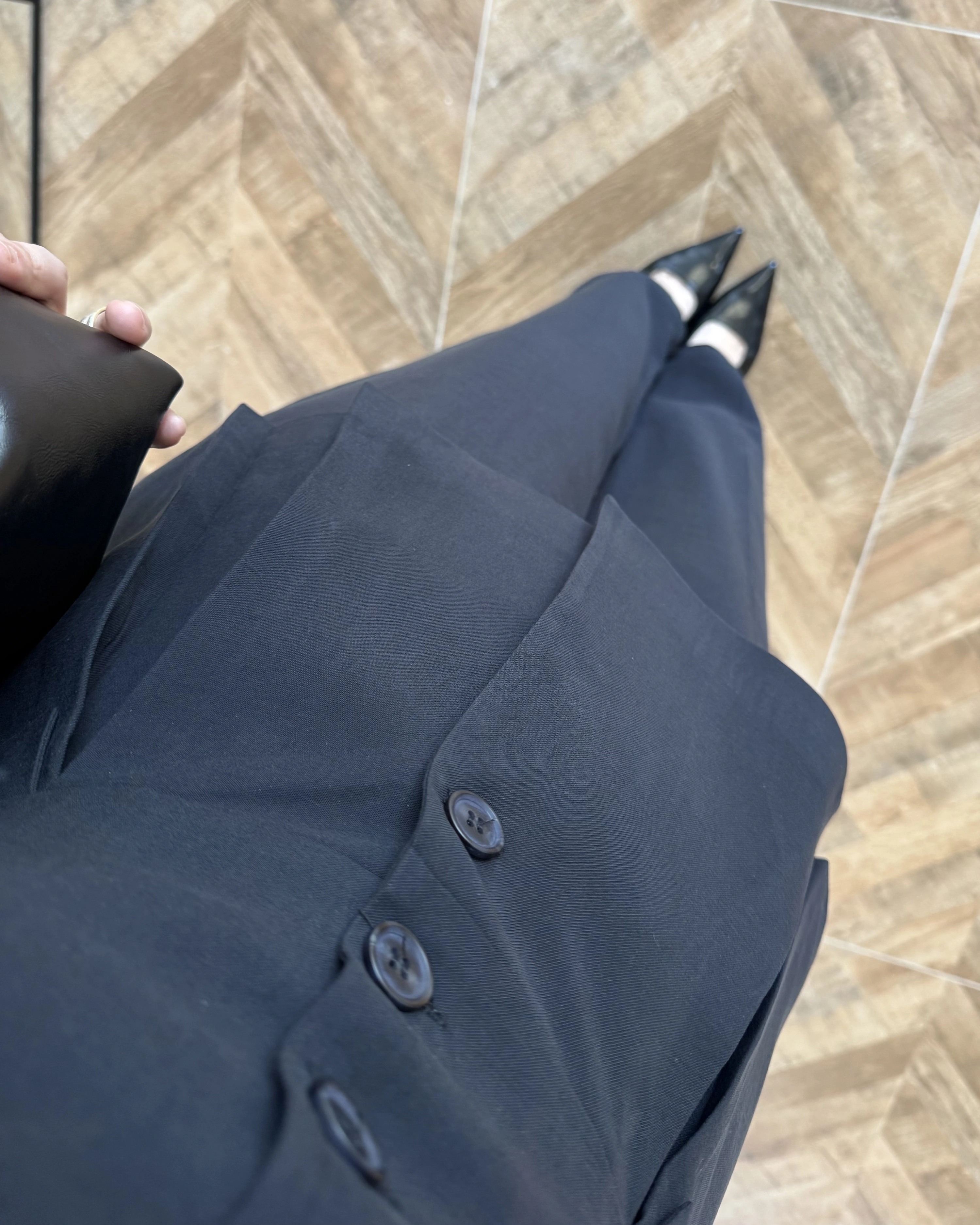 SİYAH PİLELİ YELEK TAKIM-9041