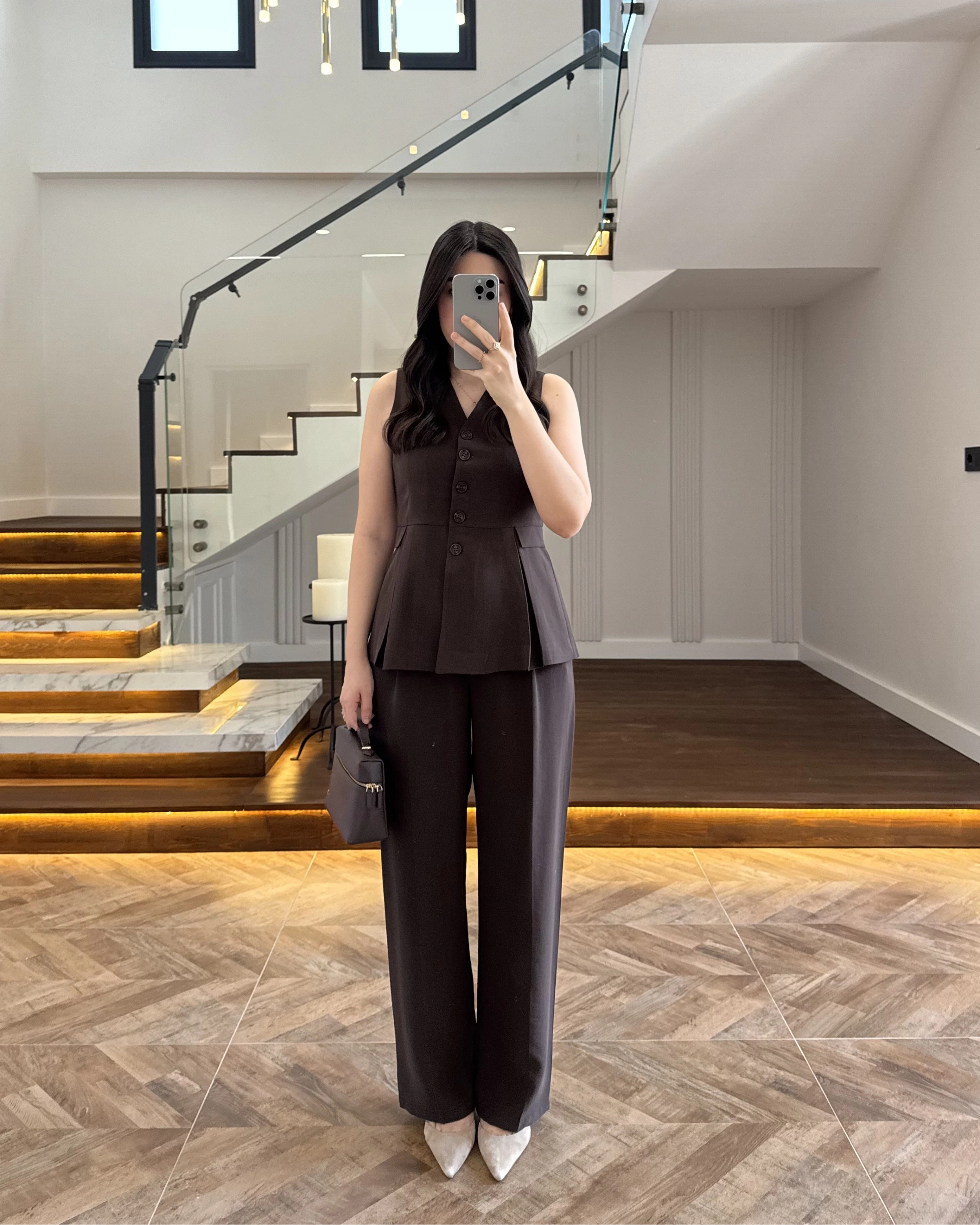 KAHVE PİLELİ YELEK TAKIM-9041