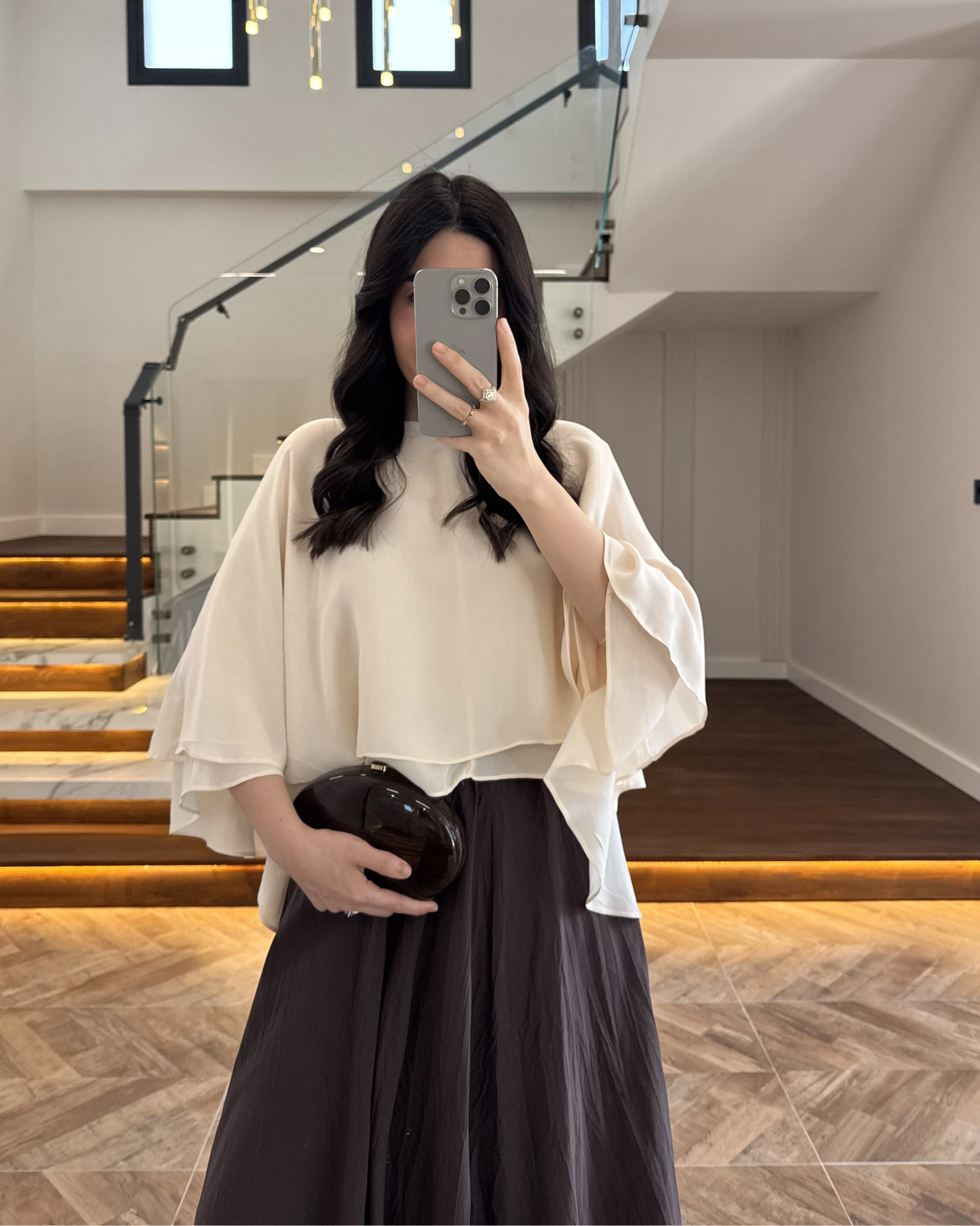 TAŞ KAT KAT PELERİN BLUZ -5044