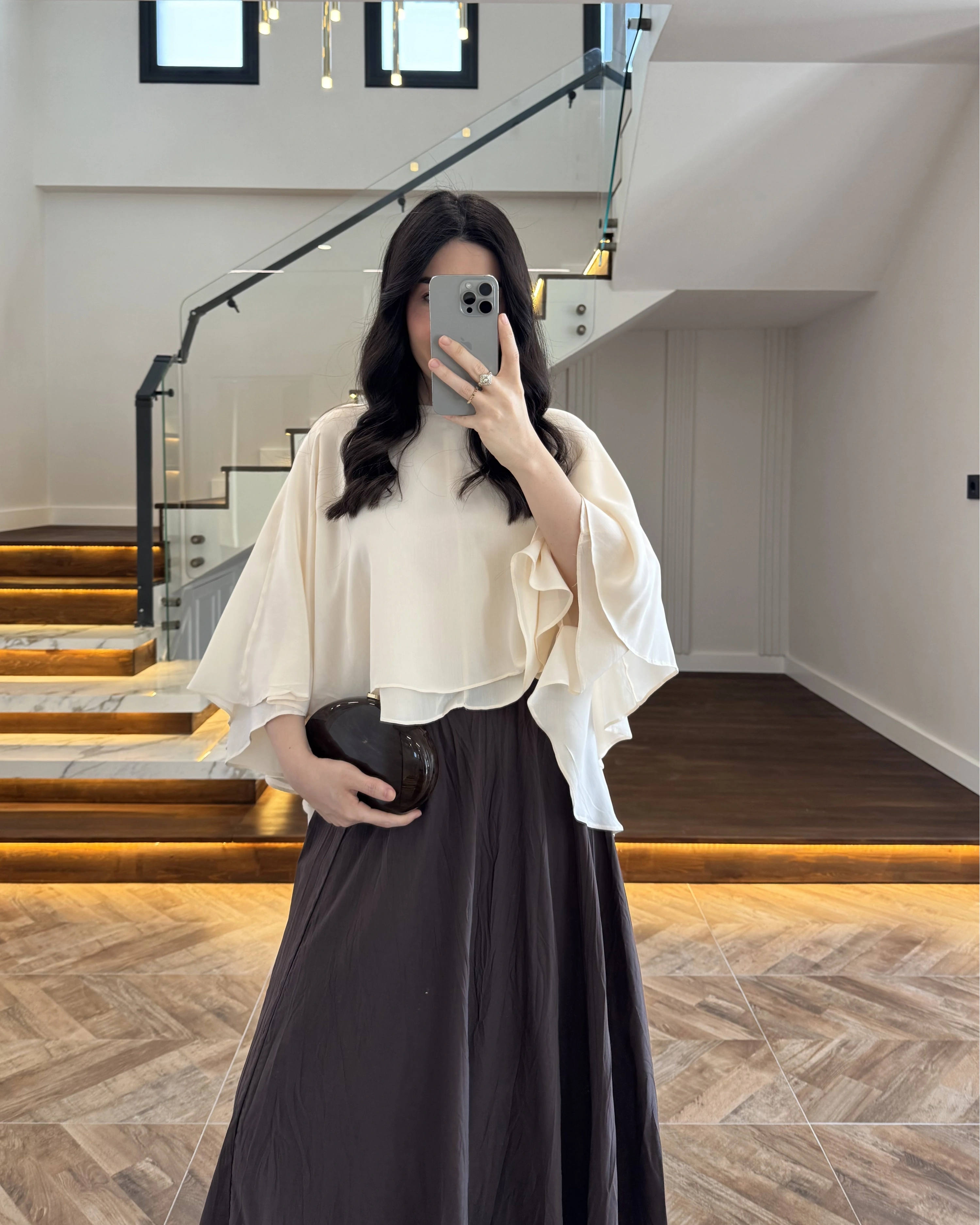 TAŞ KAT KAT PELERİN BLUZ -5044