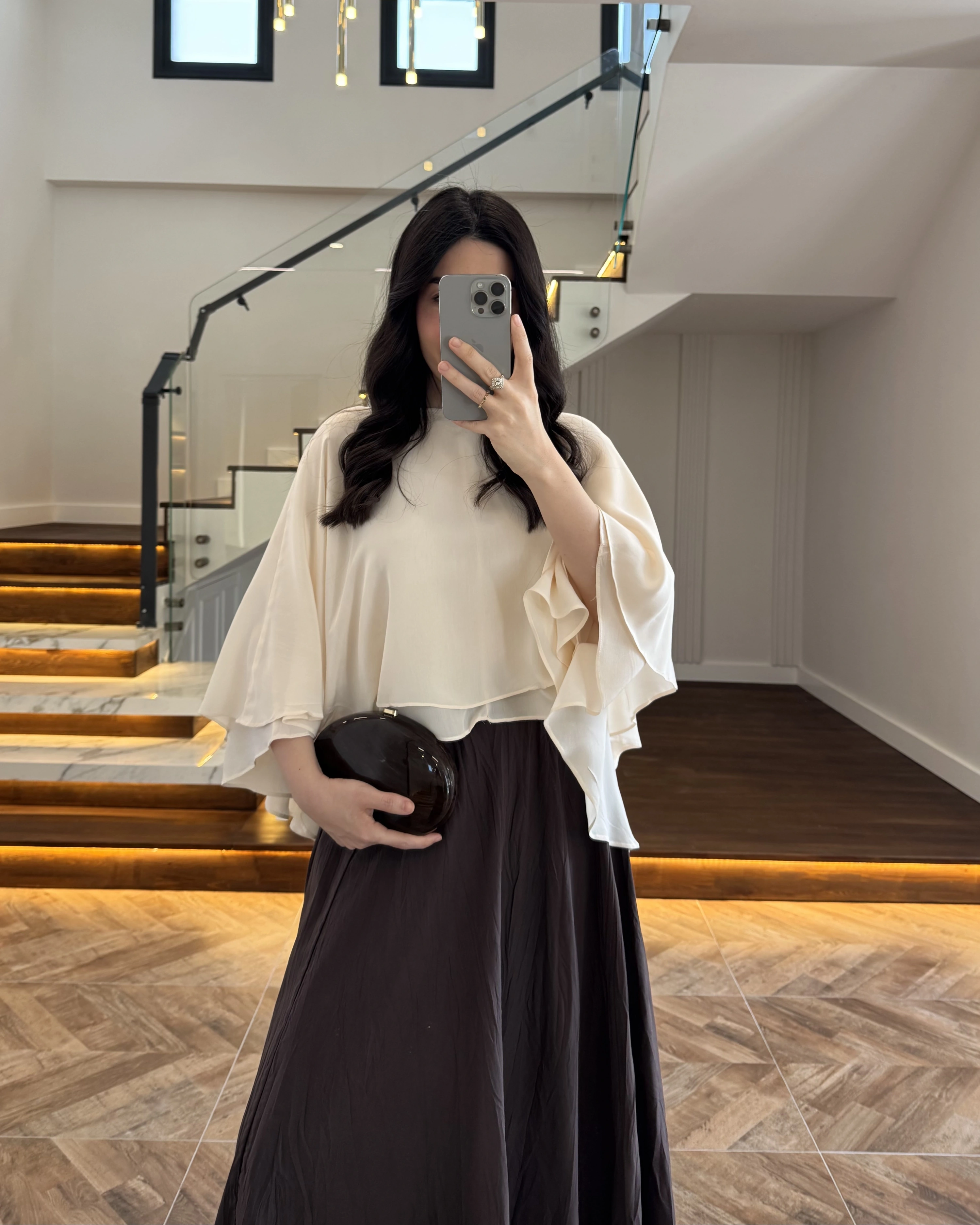 TAŞ KAT KAT PELERİN BLUZ -5044