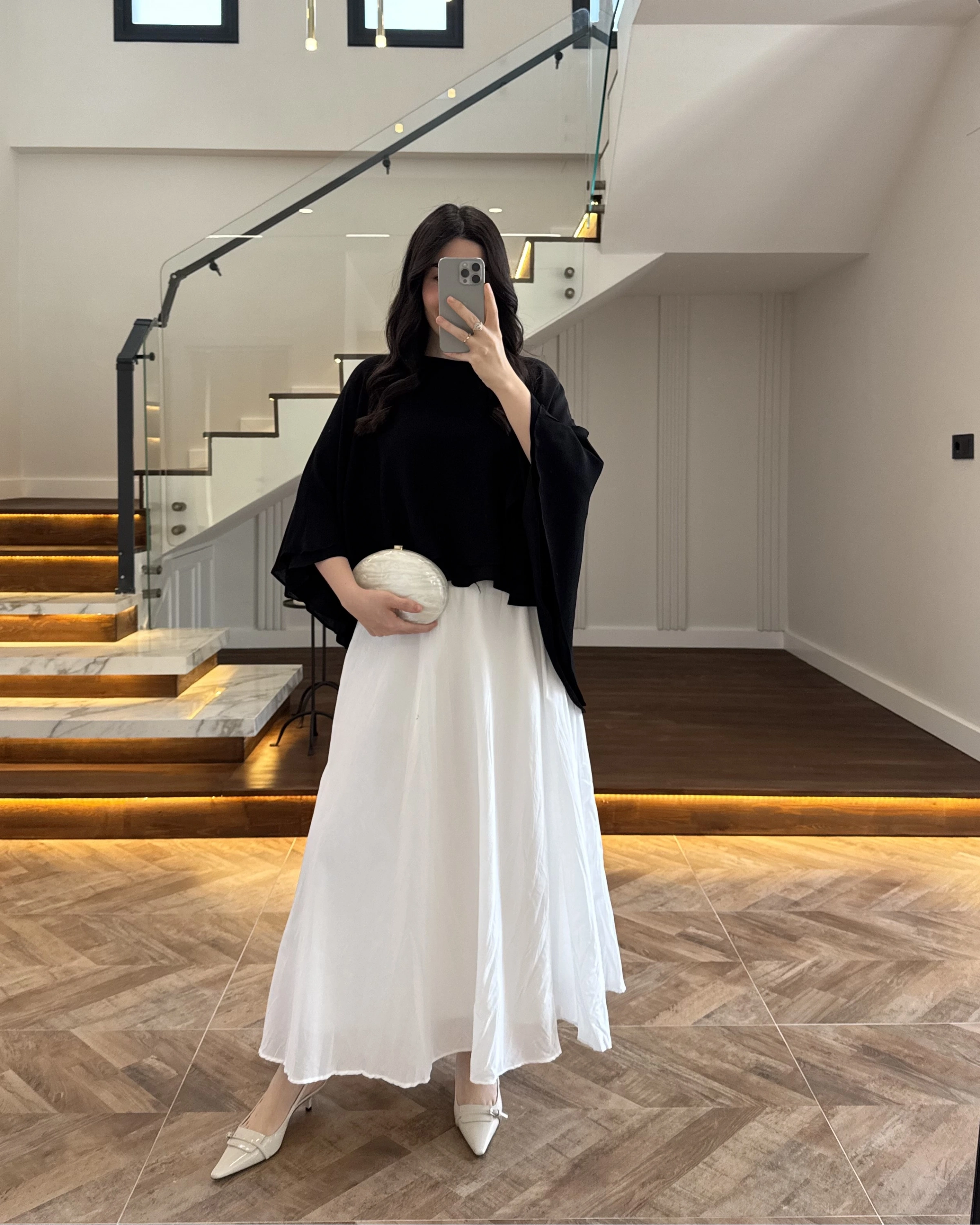 SİYAH KAT KAT PELERİN BLUZ -5044