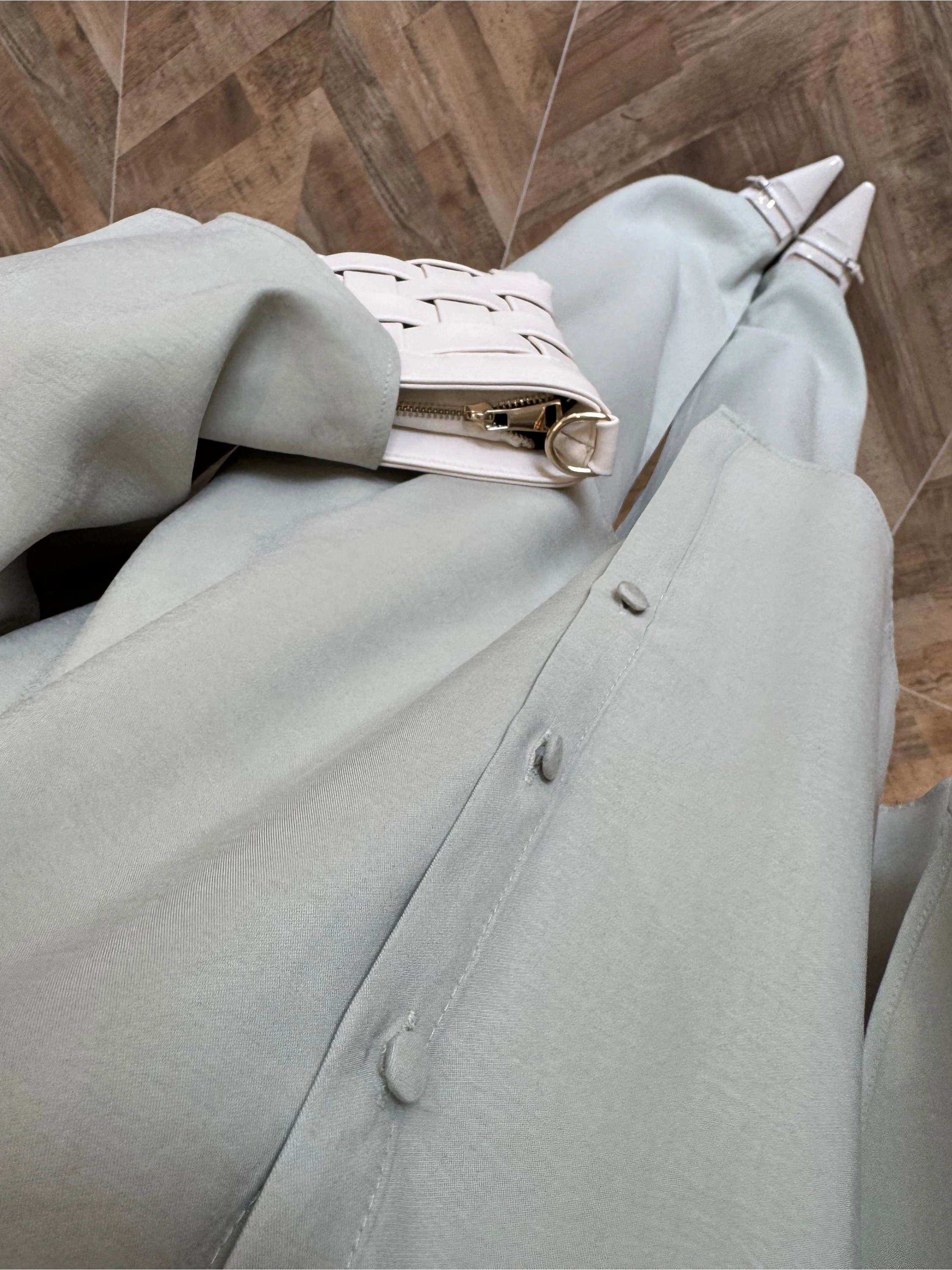 MİNT BÜZGÜLÜ SALAŞ BLUZ TAKIM -9051