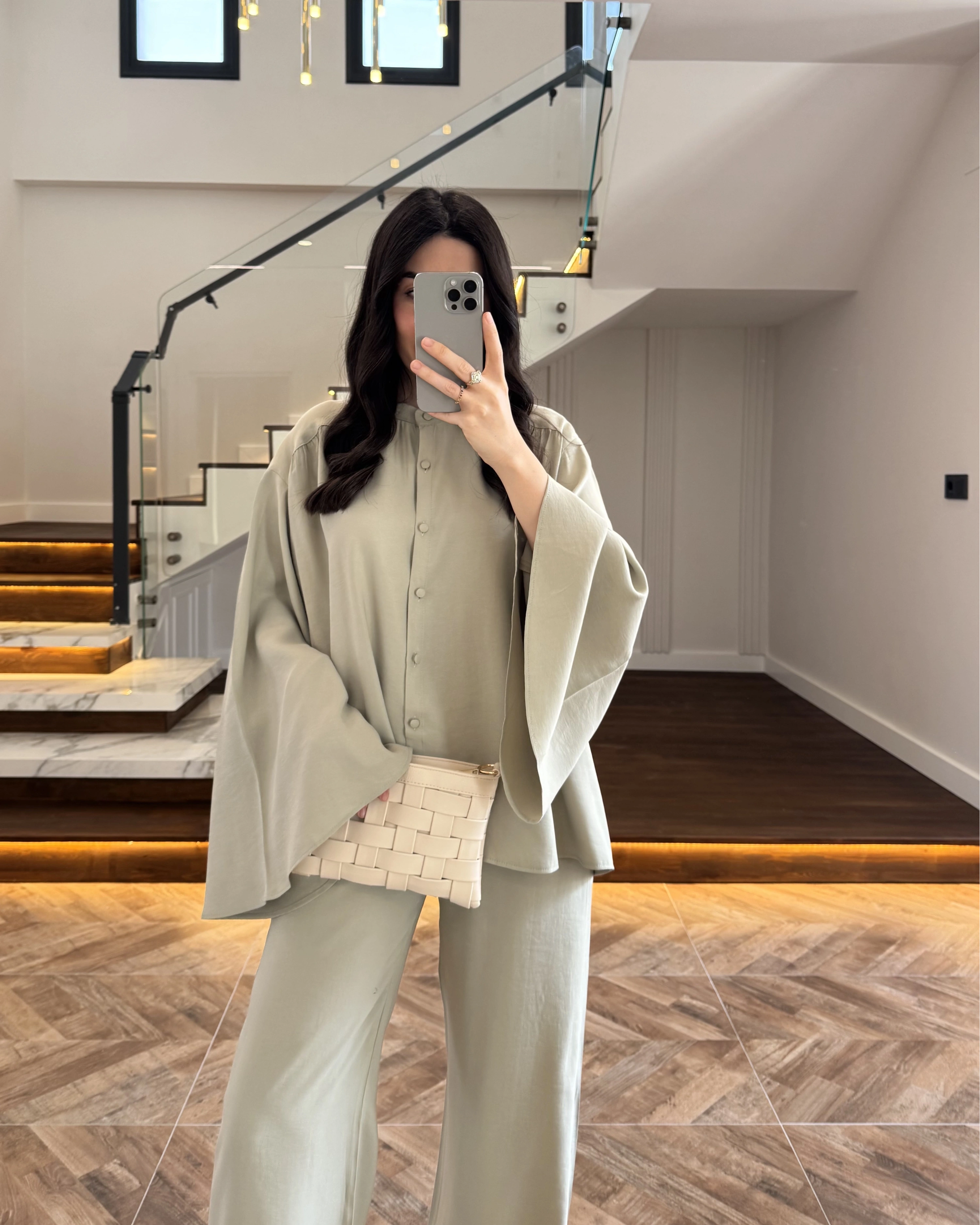 MİNT BÜZGÜLÜ SALAŞ BLUZ TAKIM -9051