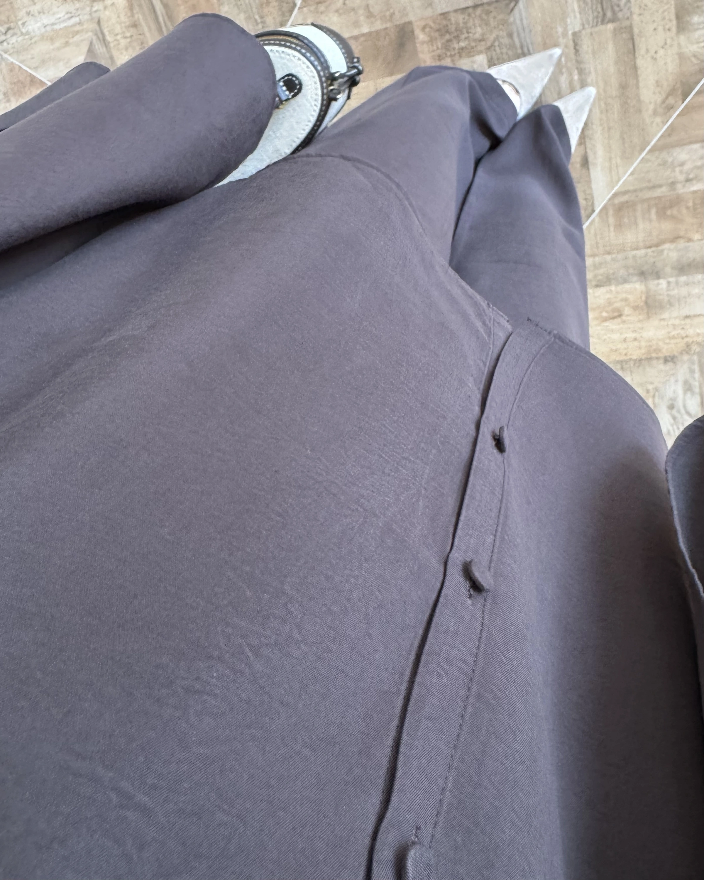 KAHVE BÜZGÜLÜ SALAŞ BLUZ TAKIM -9051