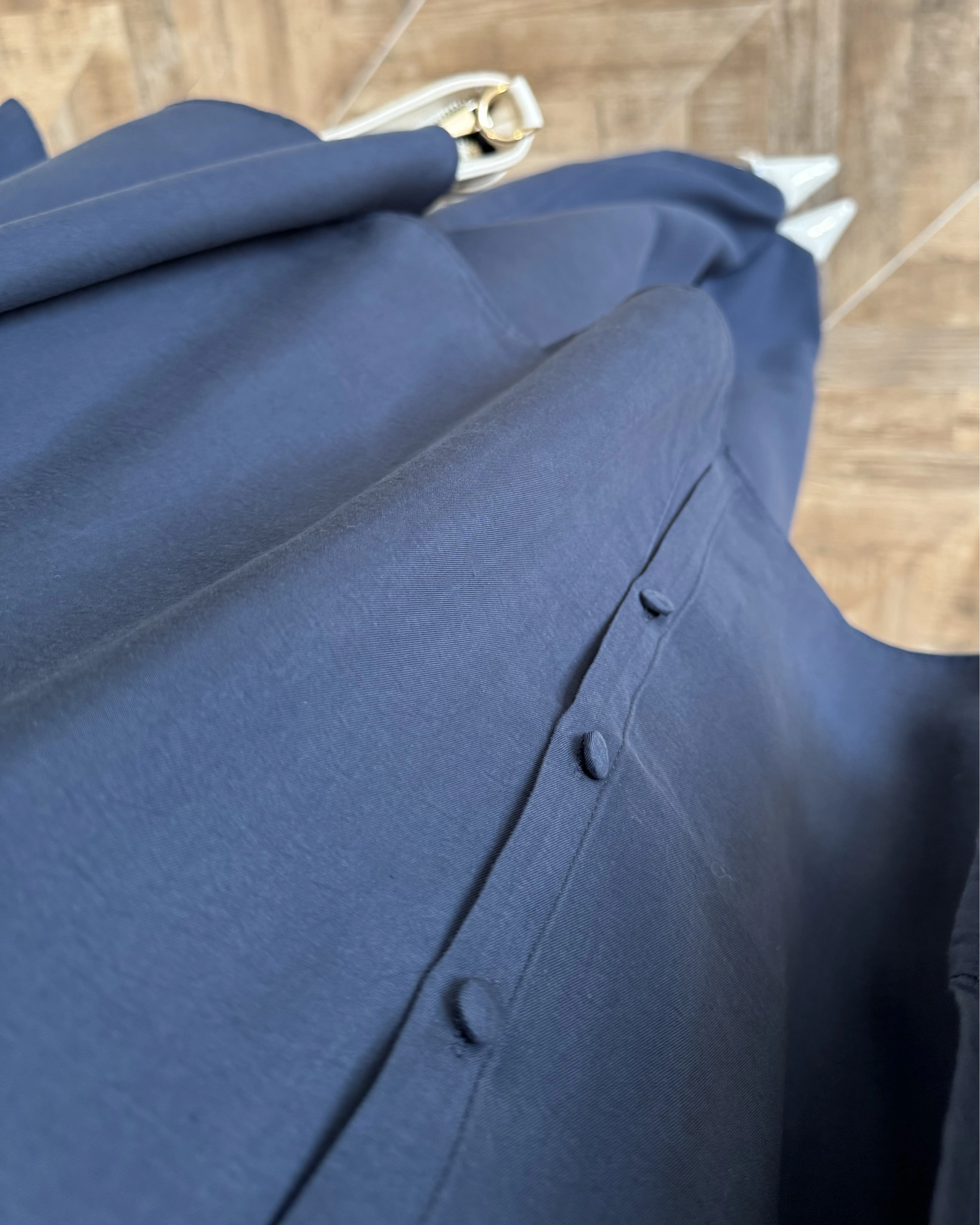 LACİVERT BÜZGÜLÜ SALAŞ BLUZ TAKIM -9051