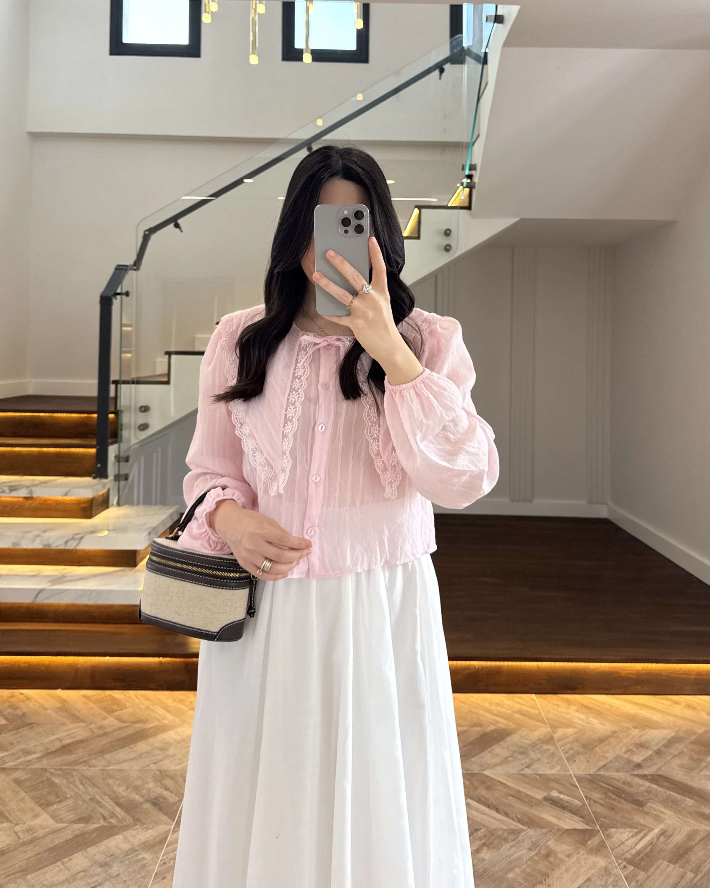 PEMBE DANTEL YAKA GÖMLEK -2223