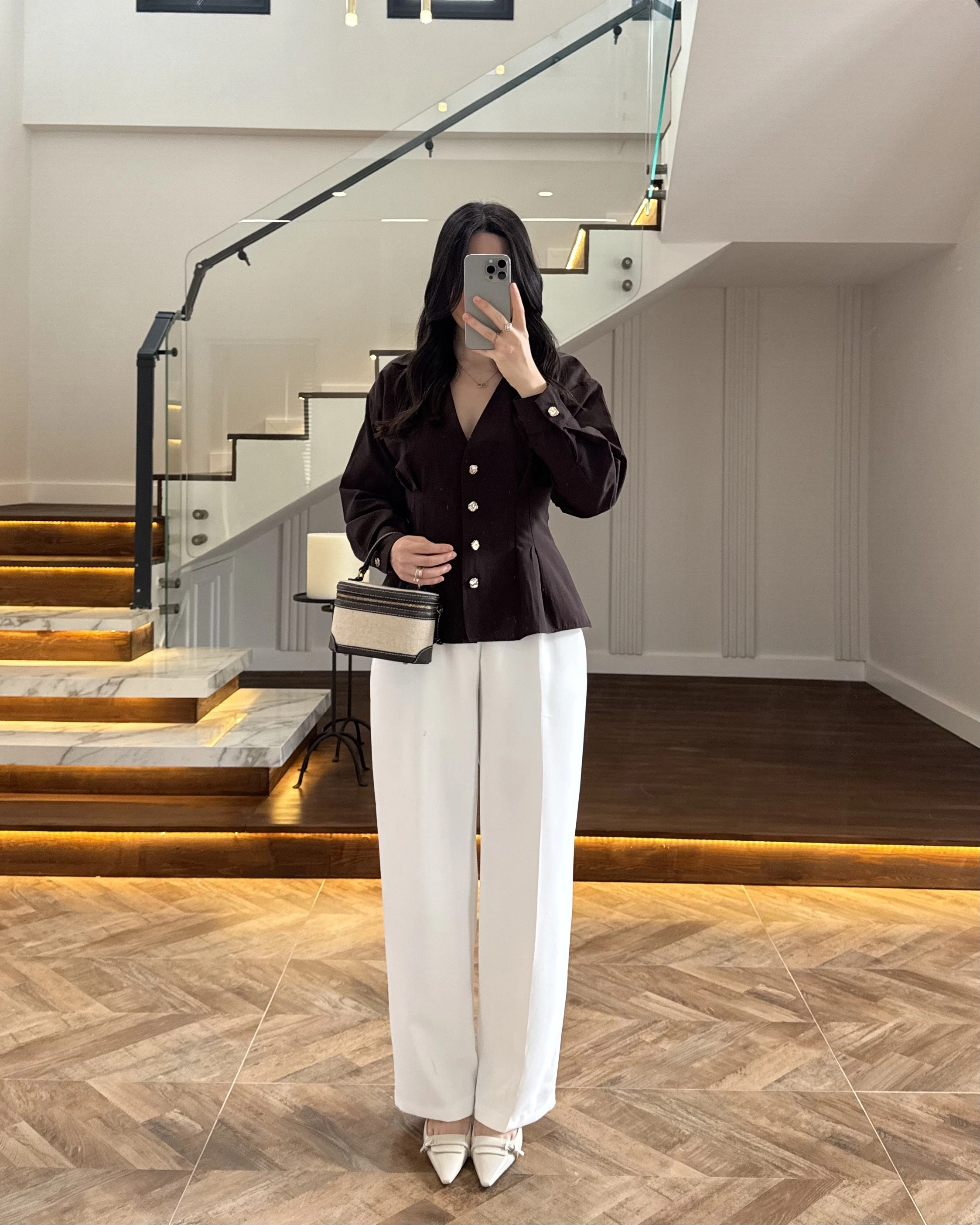 KAHVE PİLE DETAY V YAK GÖMLEK-2222