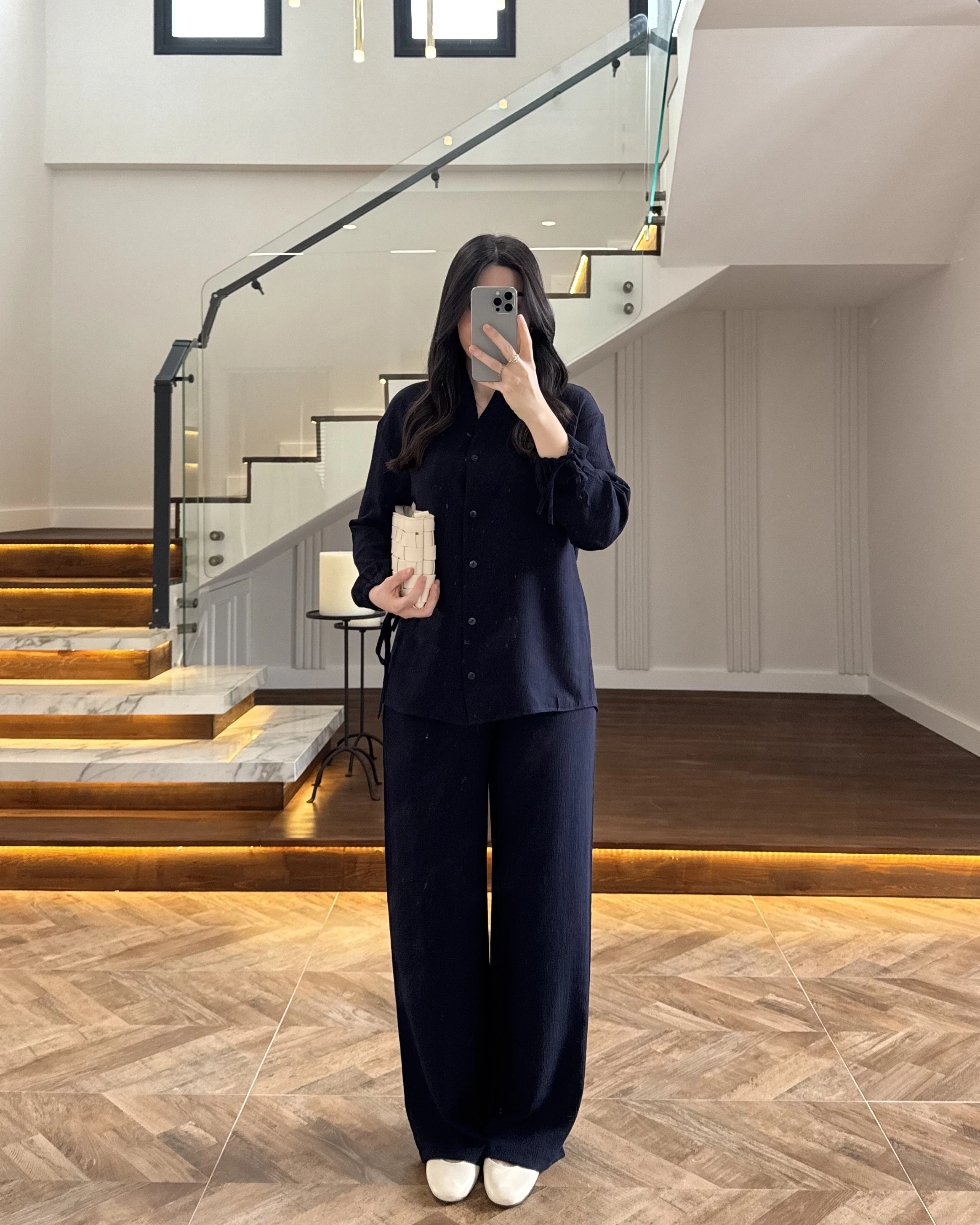 LACİVERT VİSKON GÖMLEK TAKIM-9050