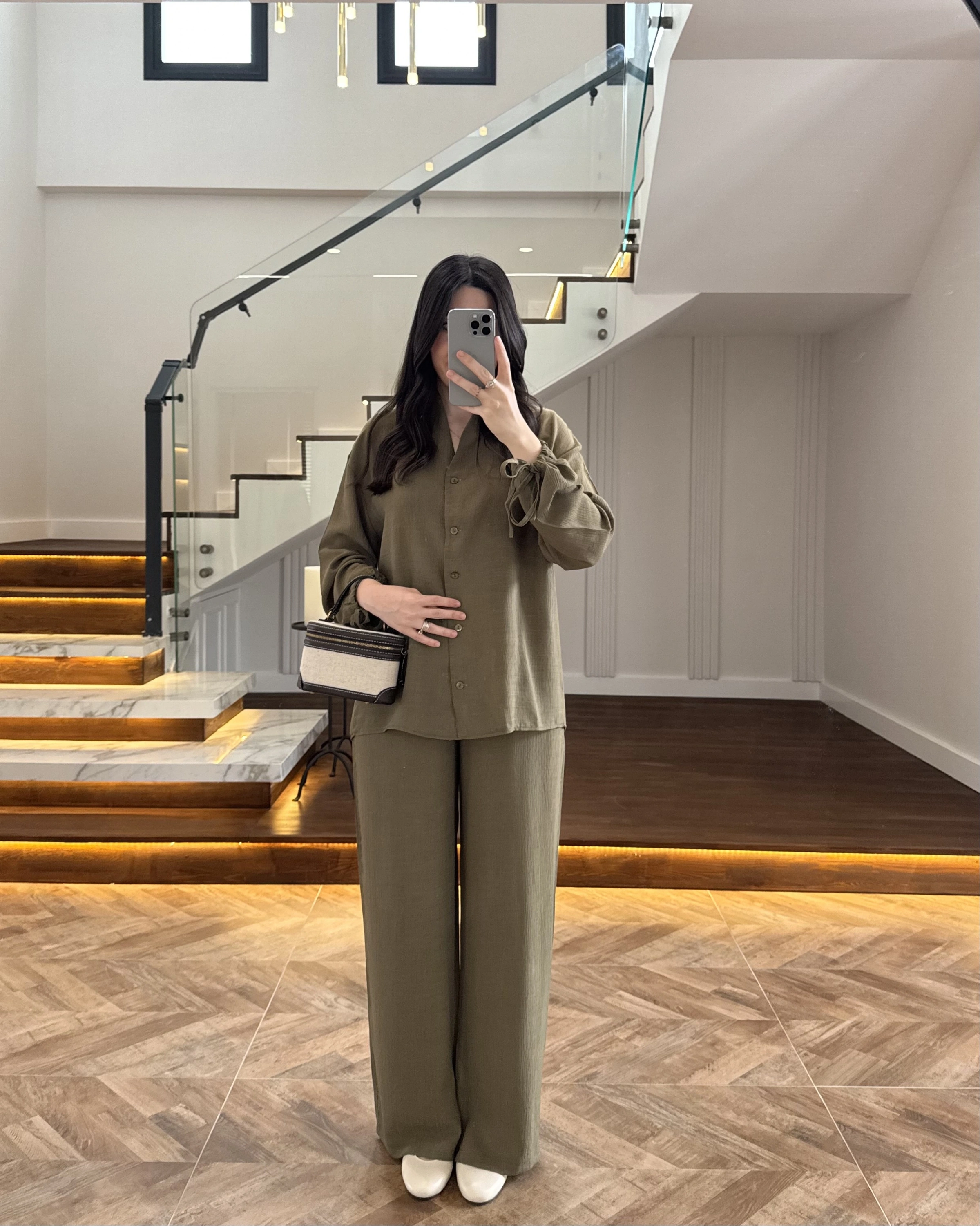 HAKİ VİSKON GÖMLEK TAKIM-9050