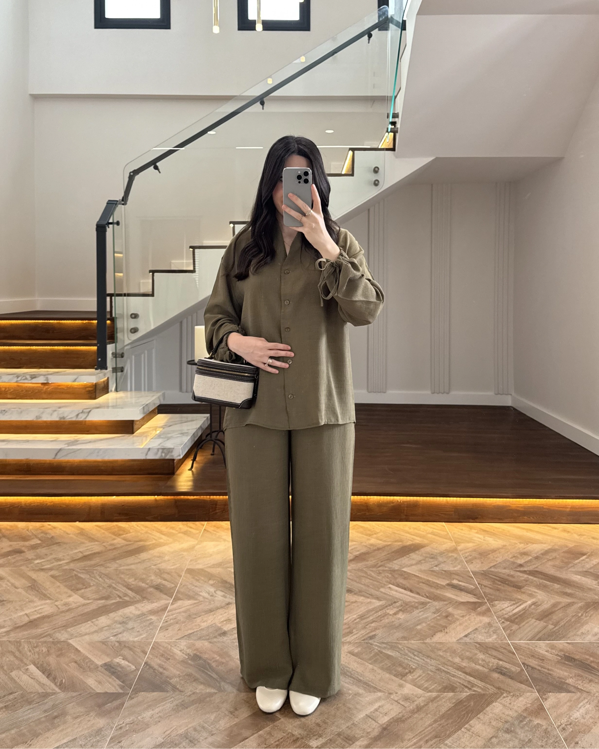 HAKİ VİSKON GÖMLEK TAKIM-9050