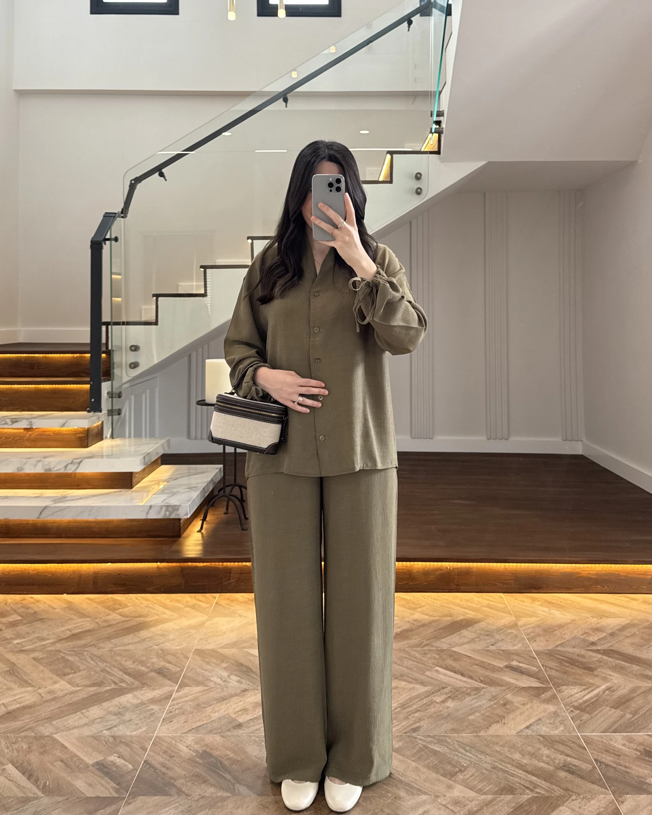 HAKİ VİSKON GÖMLEK TAKIM-9050