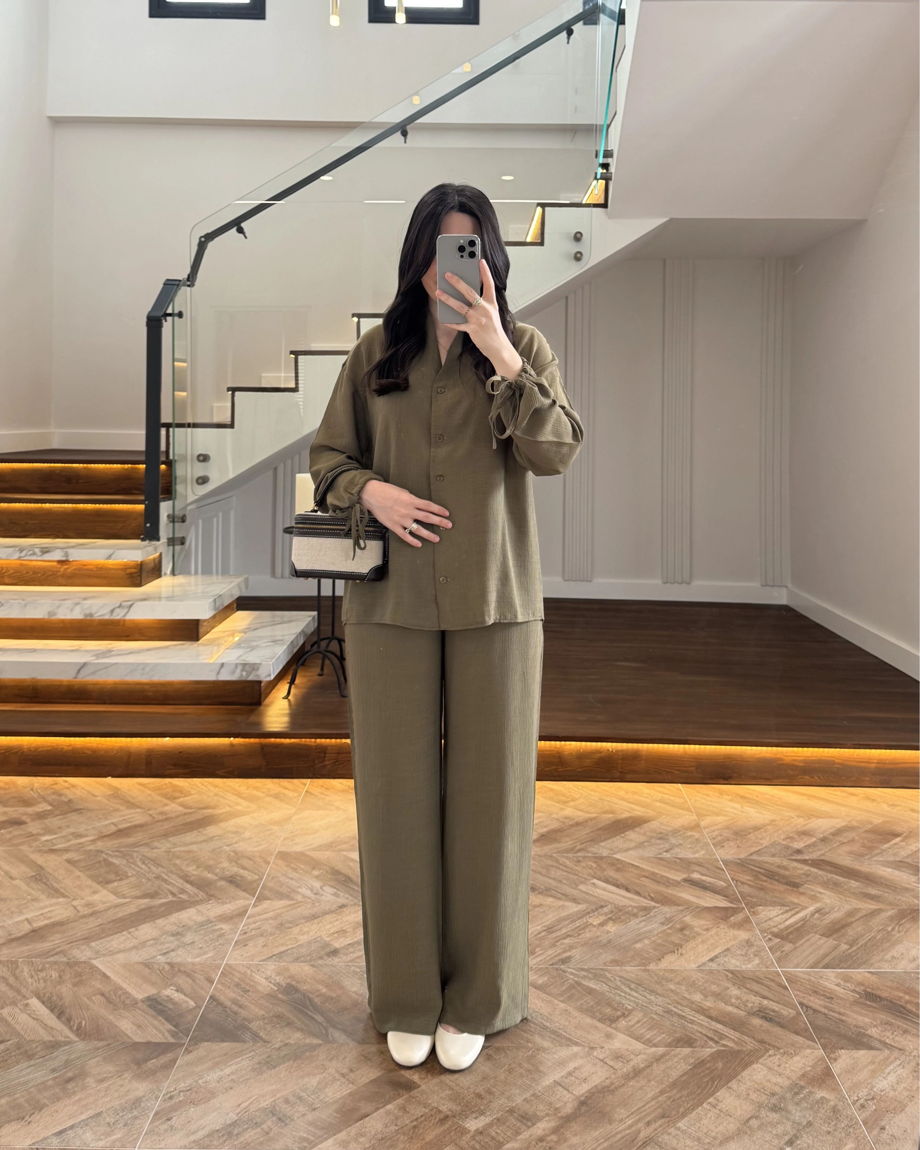 HAKİ VİSKON GÖMLEK TAKIM-9050