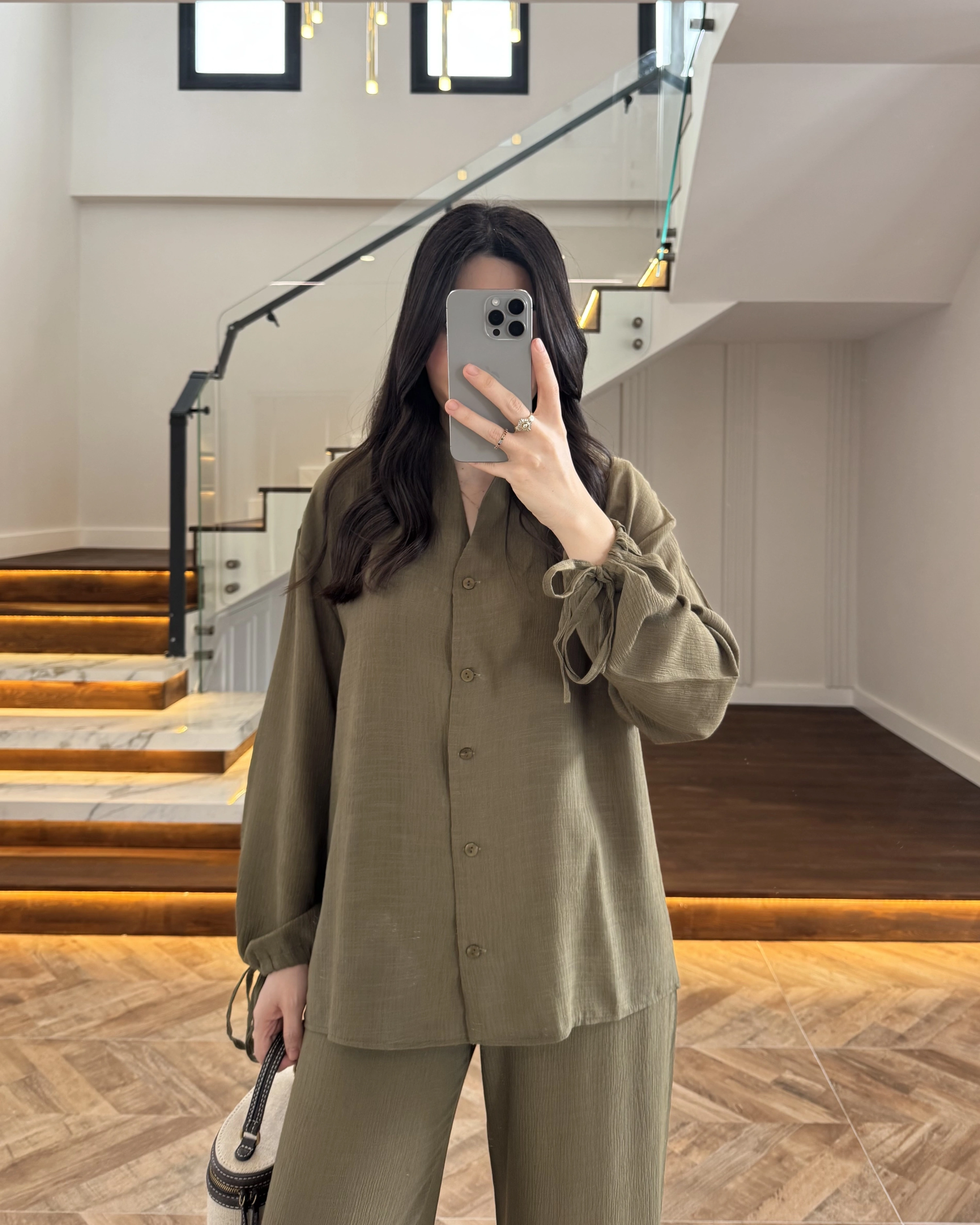 HAKİ VİSKON GÖMLEK TAKIM-9050