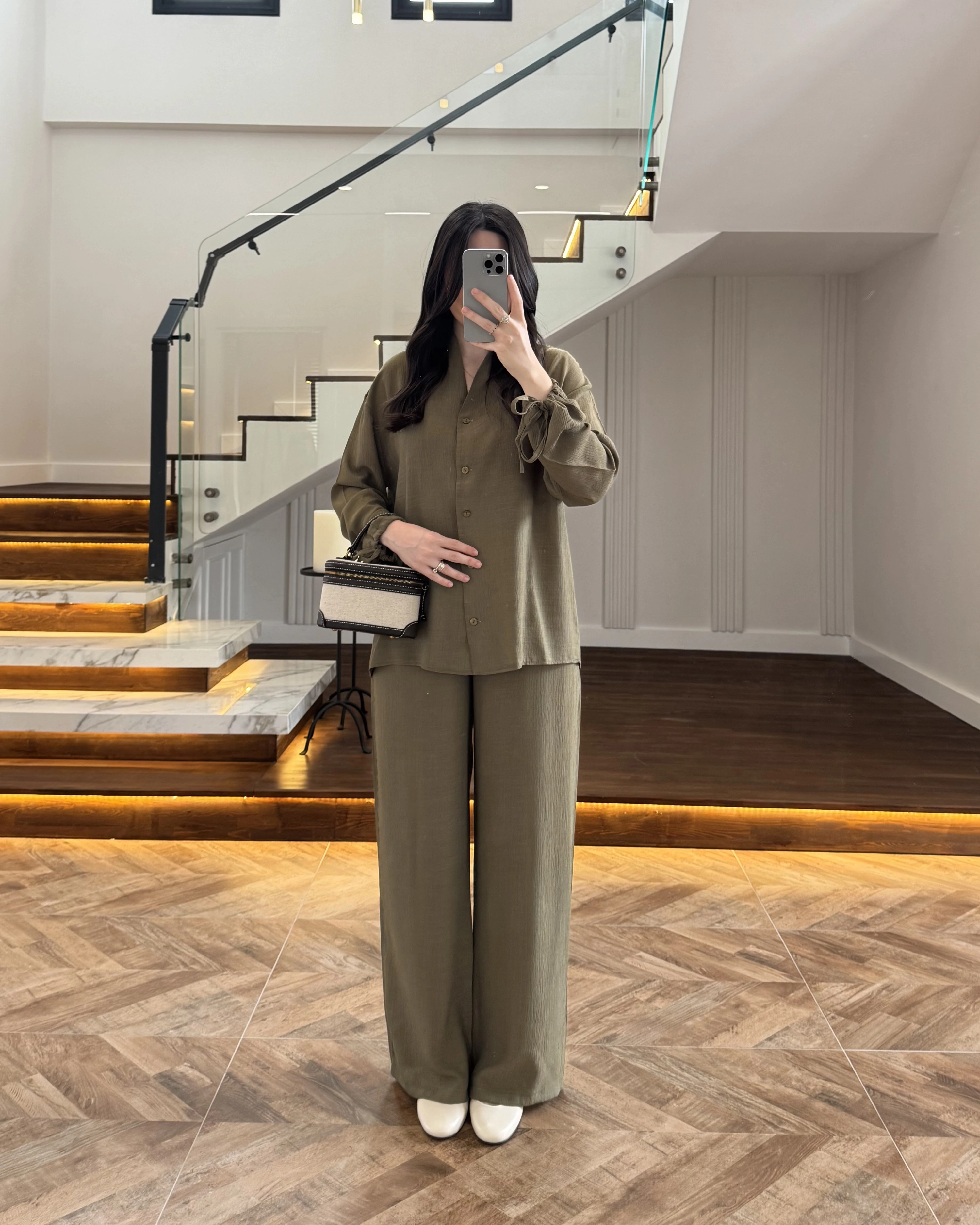 HAKİ VİSKON GÖMLEK TAKIM-9050