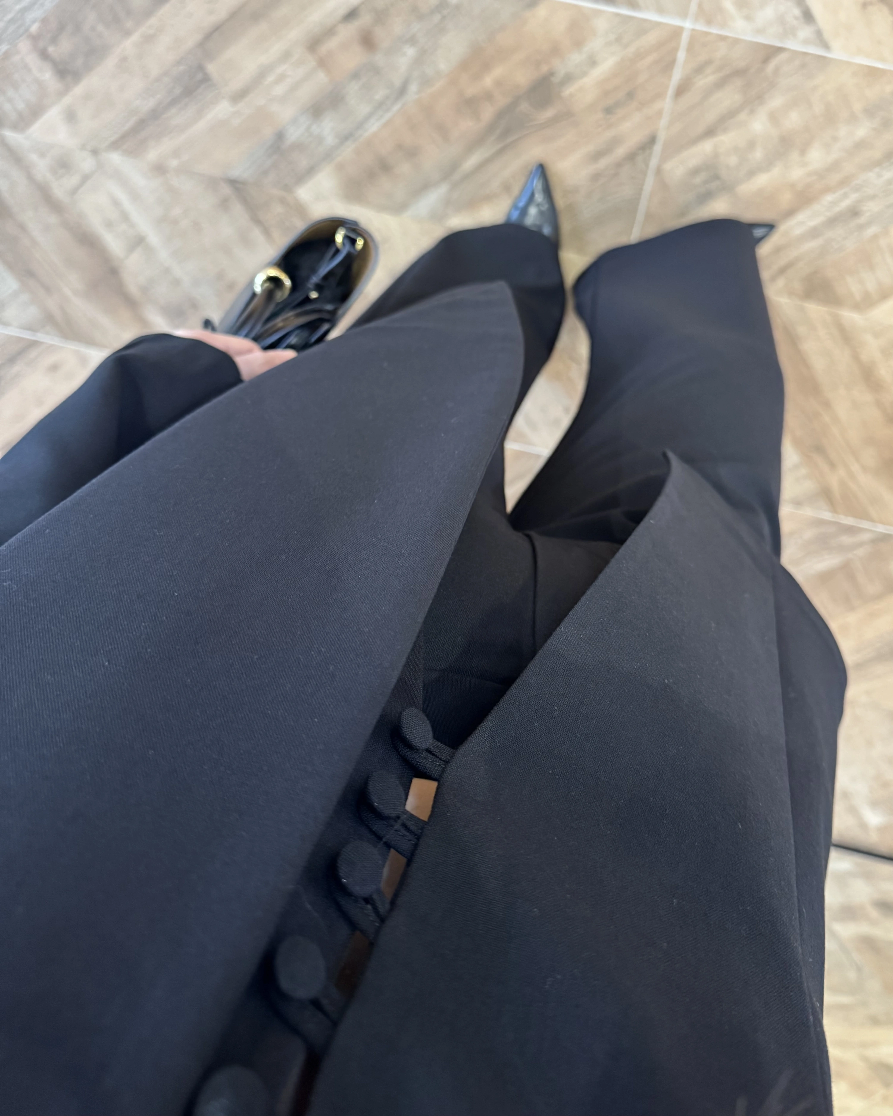 SİYAH FULAR DETAY VATKALI CEKET TAKIM-9046