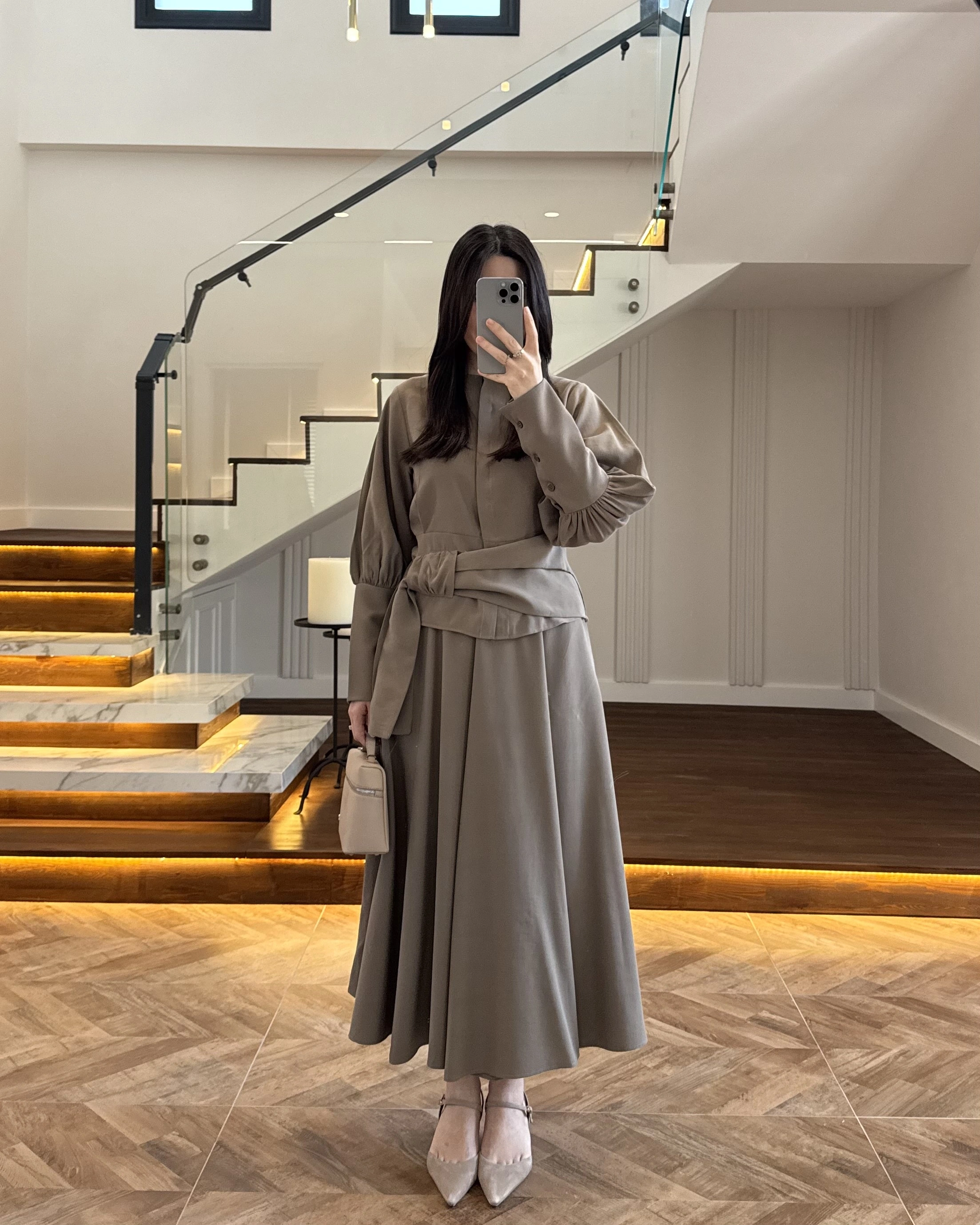 HAKİ PAPYONLU ETEK TAKIM -9036