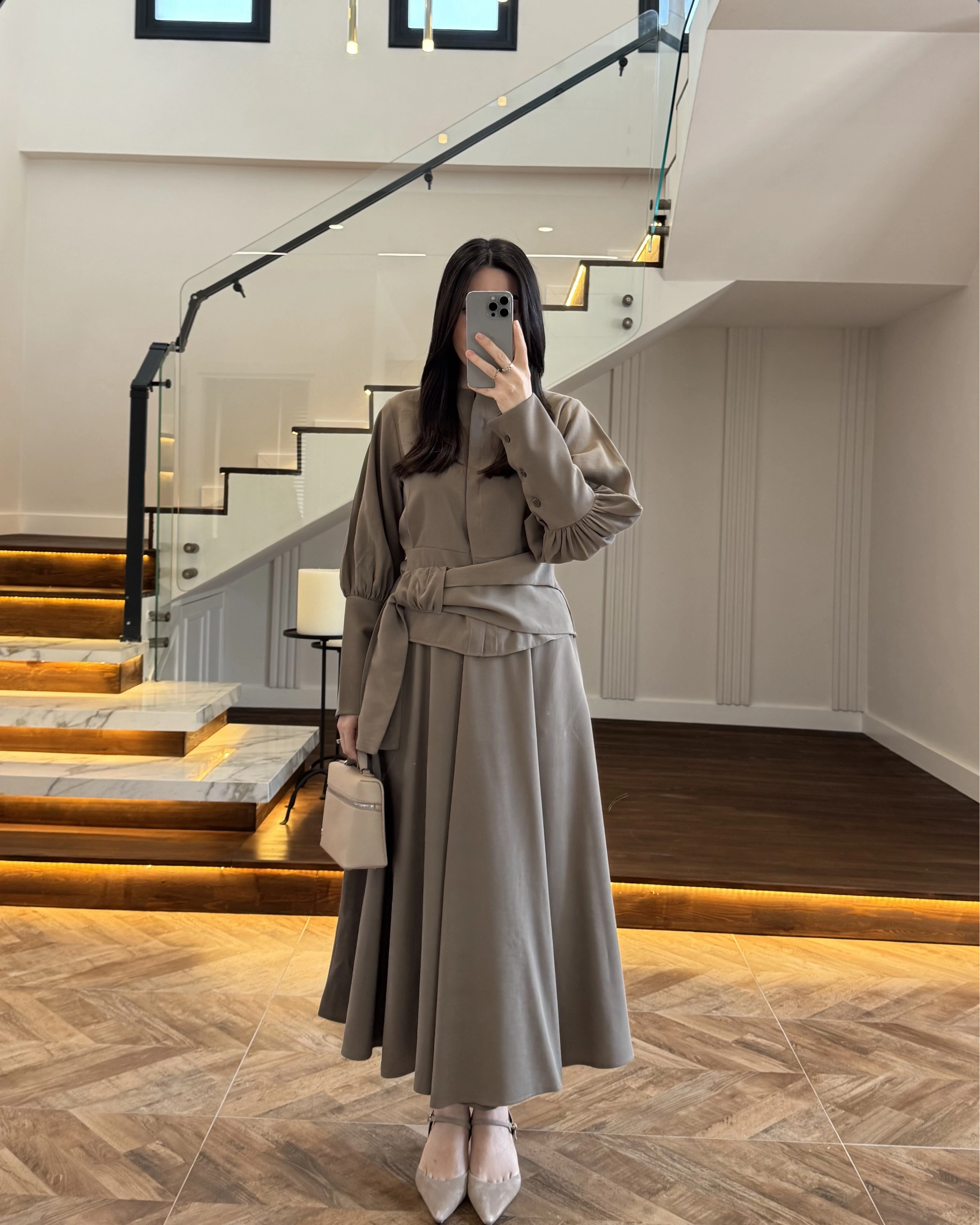 HAKİ PAPYONLU ETEK TAKIM -9036