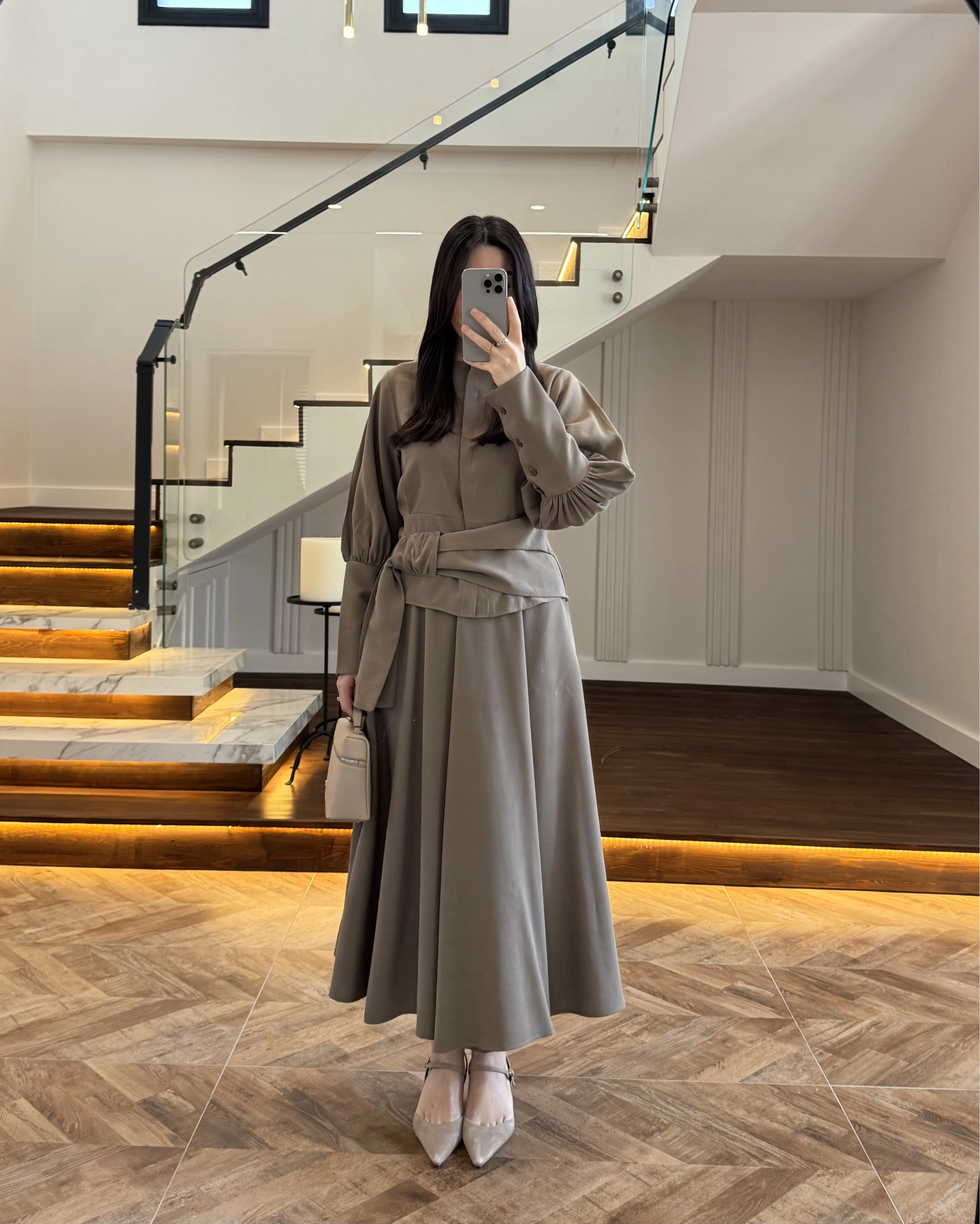 HAKİ PAPYONLU ETEK TAKIM -9036