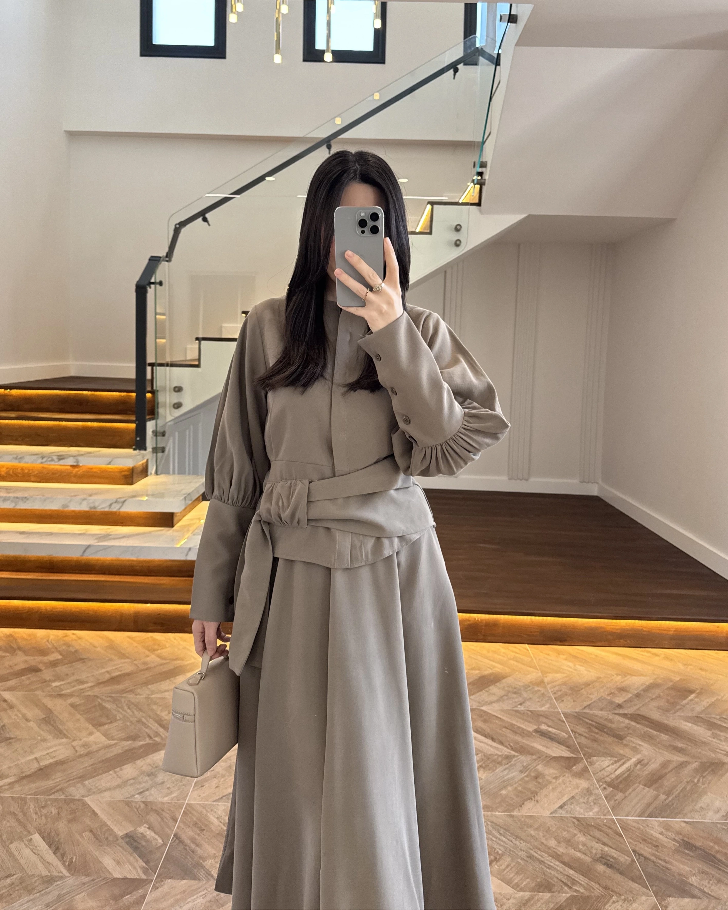 HAKİ PAPYONLU ETEK TAKIM -9036