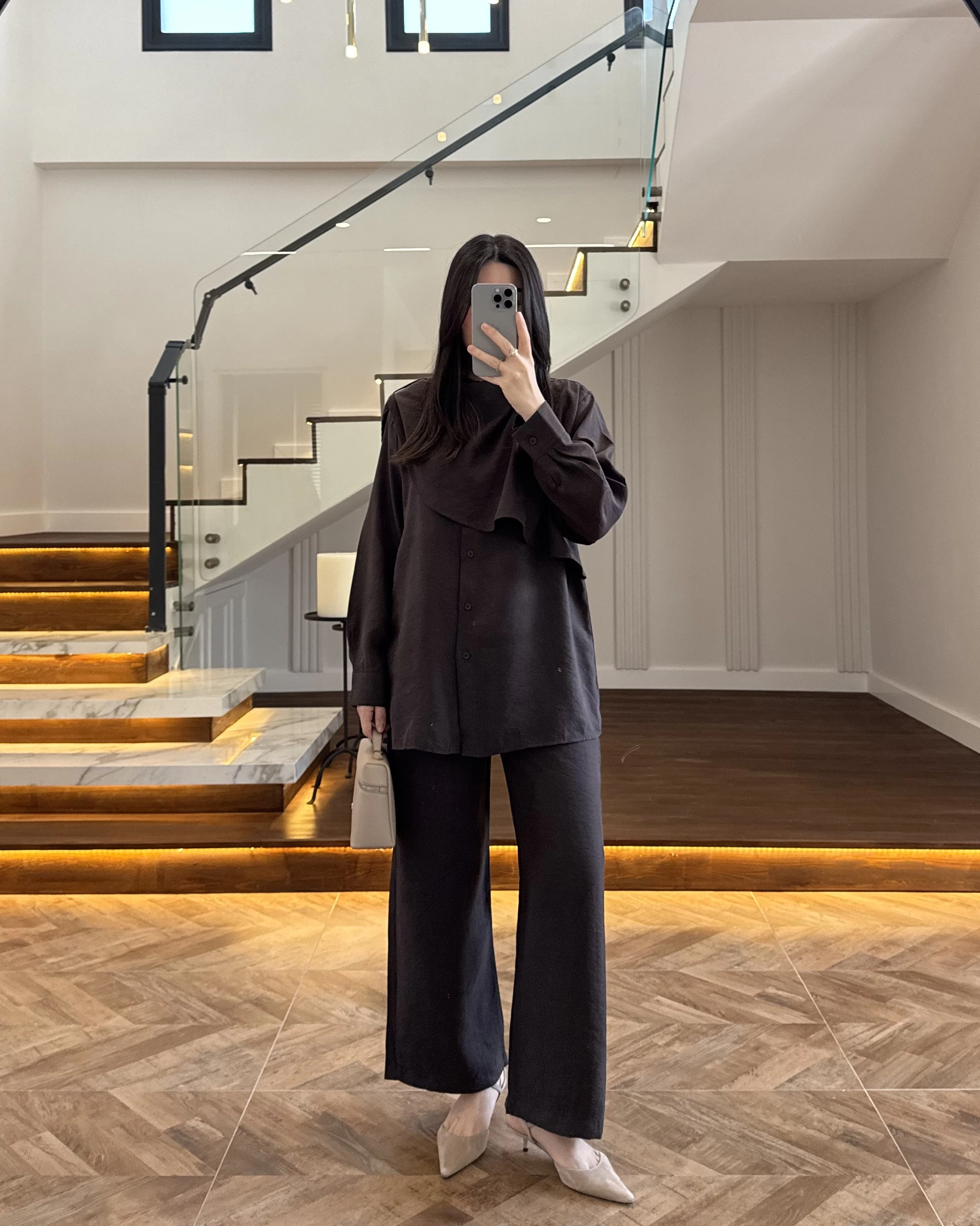 KAHVE ŞAL DETAY TAKIM -9043