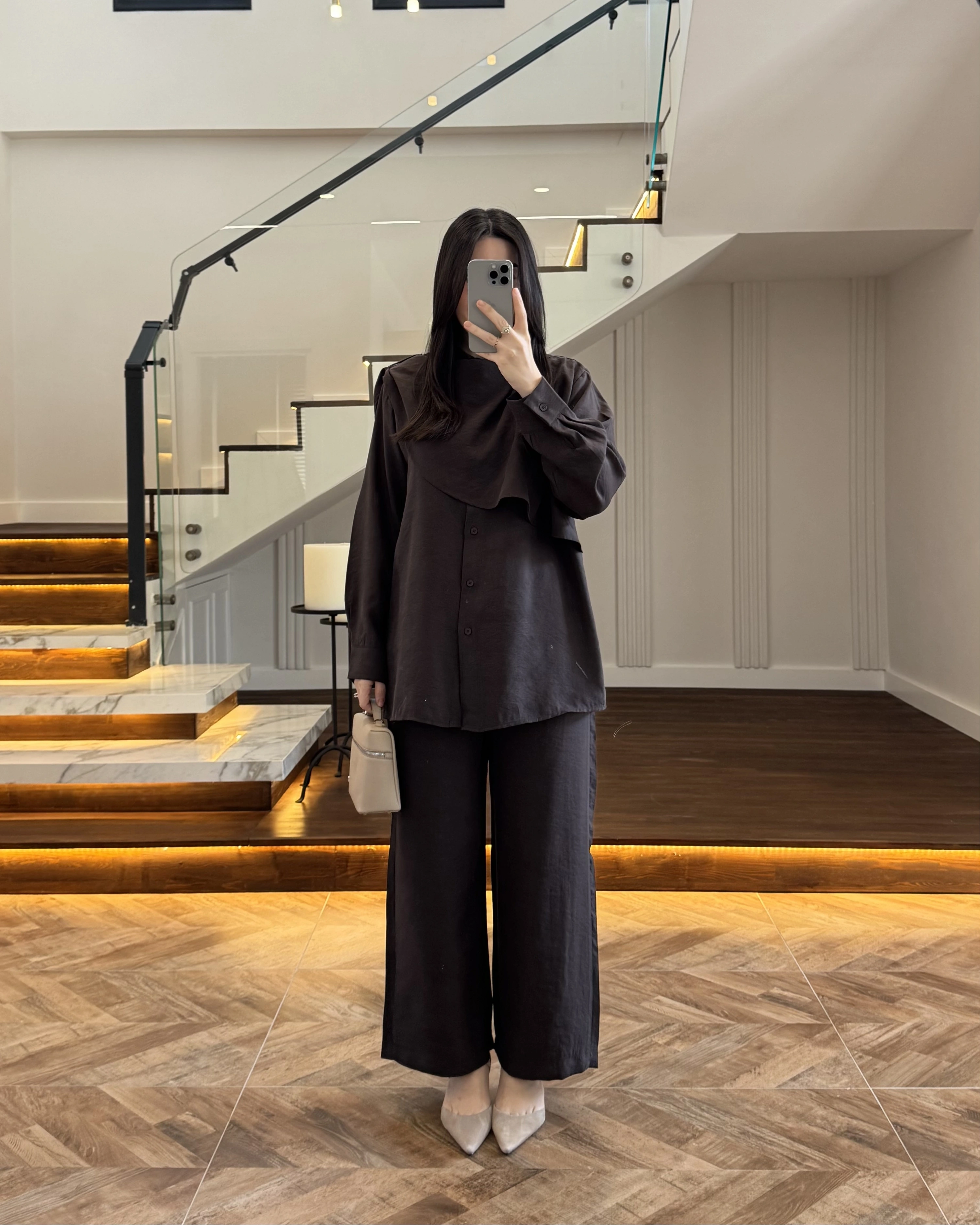 KAHVE ŞAL DETAY TAKIM -9043