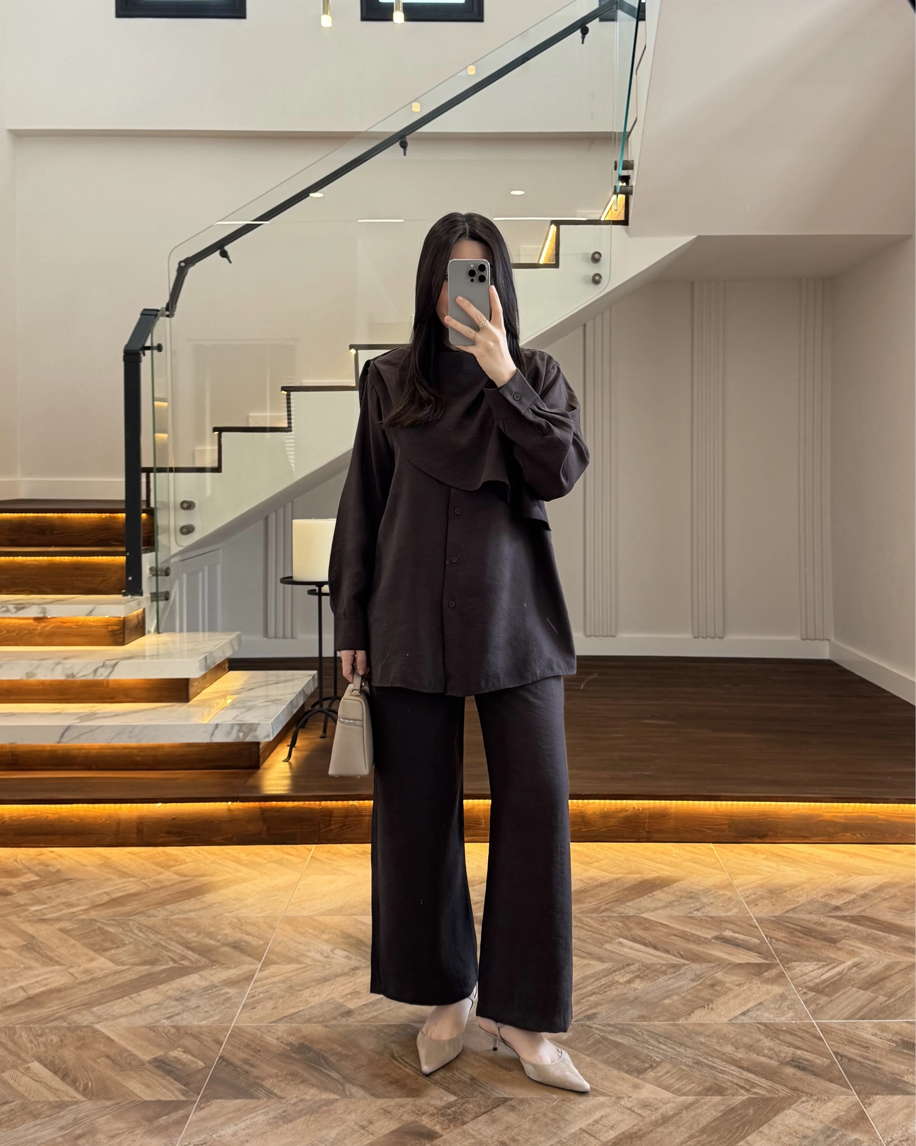 KAHVE ŞAL DETAY TAKIM -9043