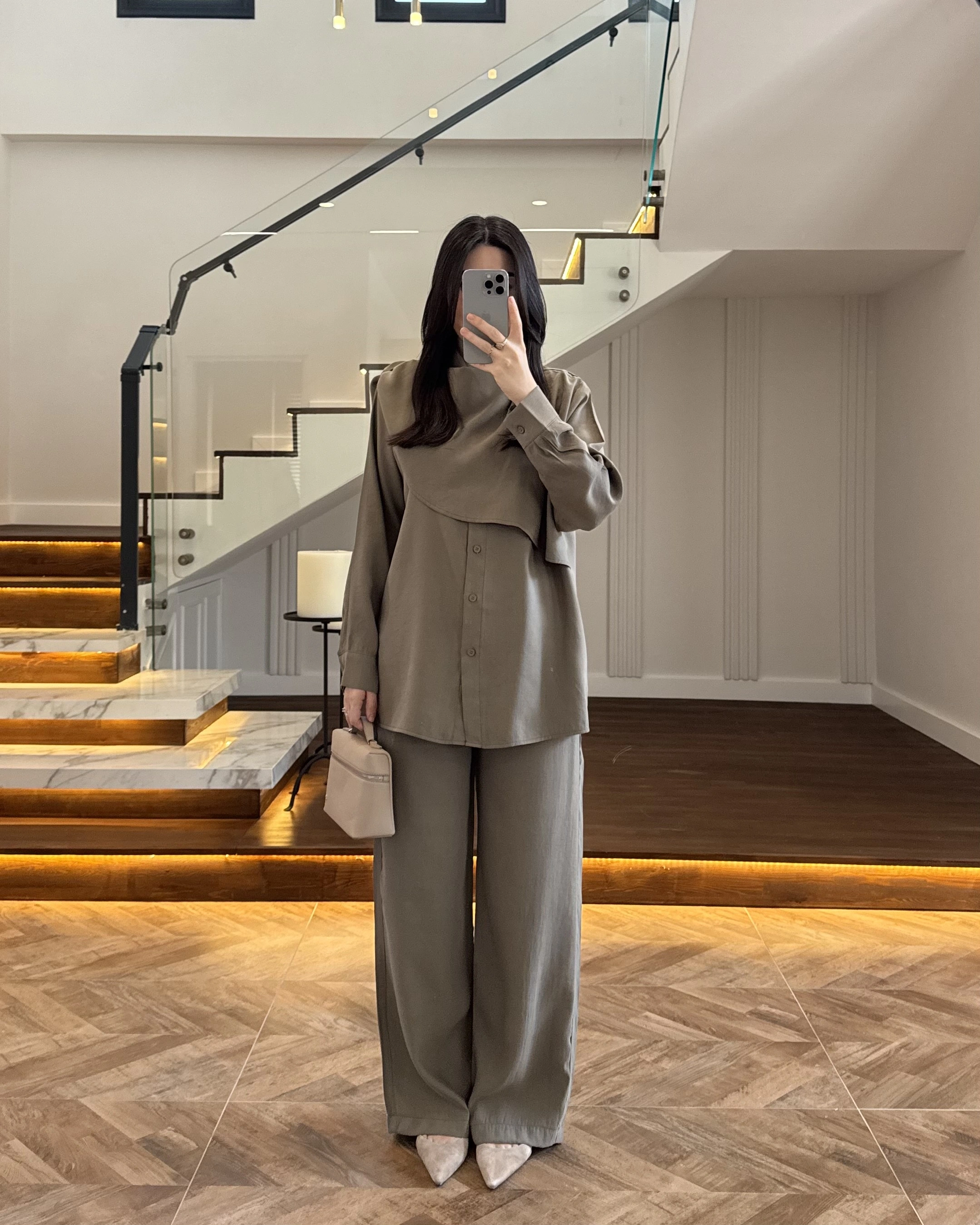 LACİVERT ŞAL DETAY TAKIM -9043