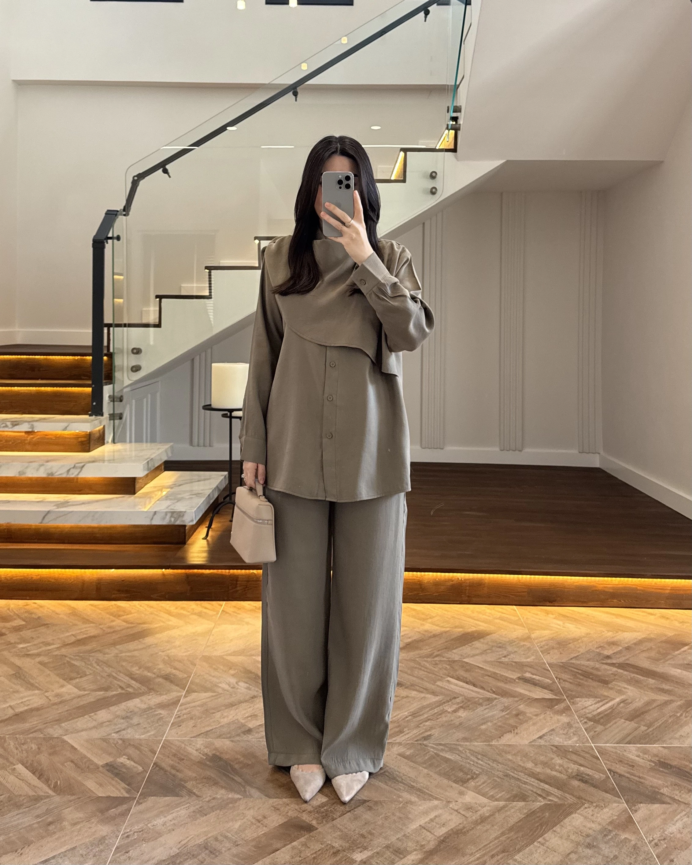 LACİVERT ŞAL DETAY TAKIM -9043