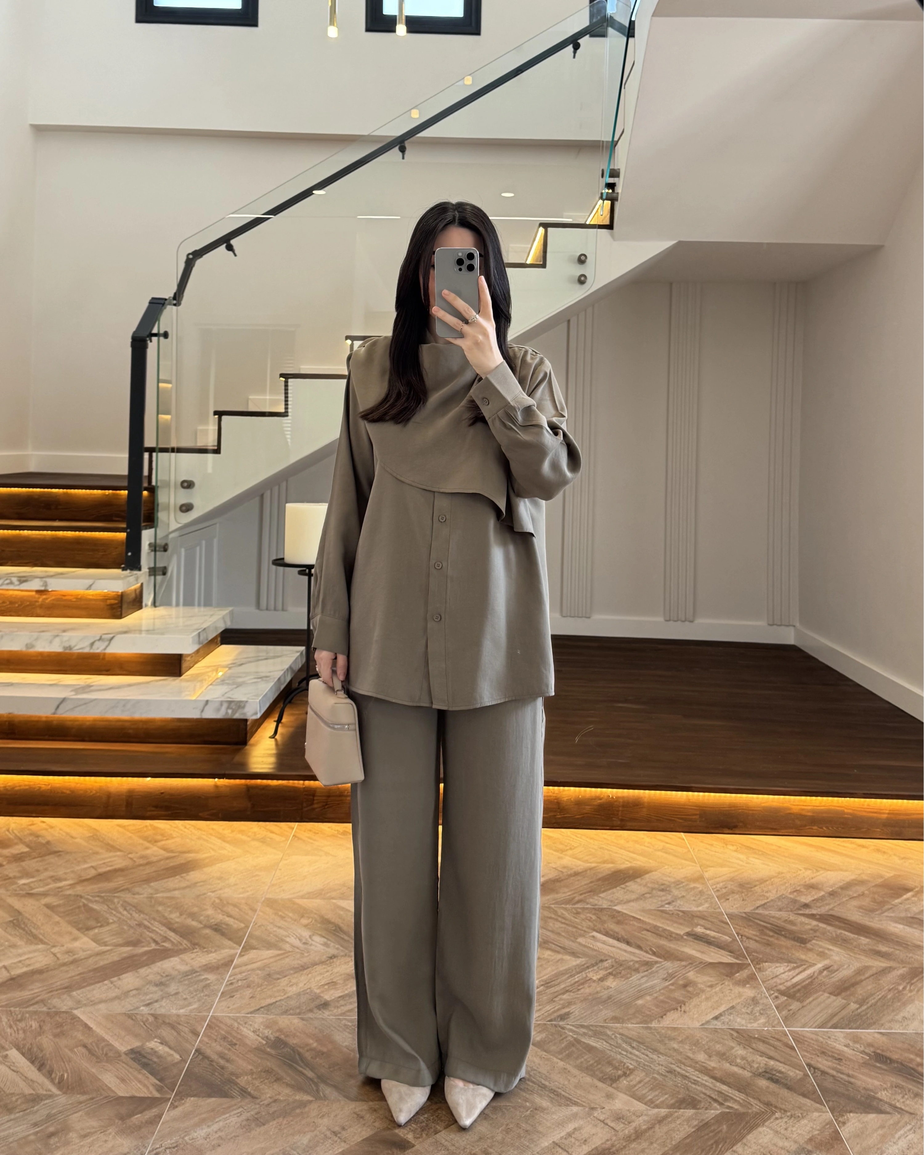 LACİVERT ŞAL DETAY TAKIM -9043