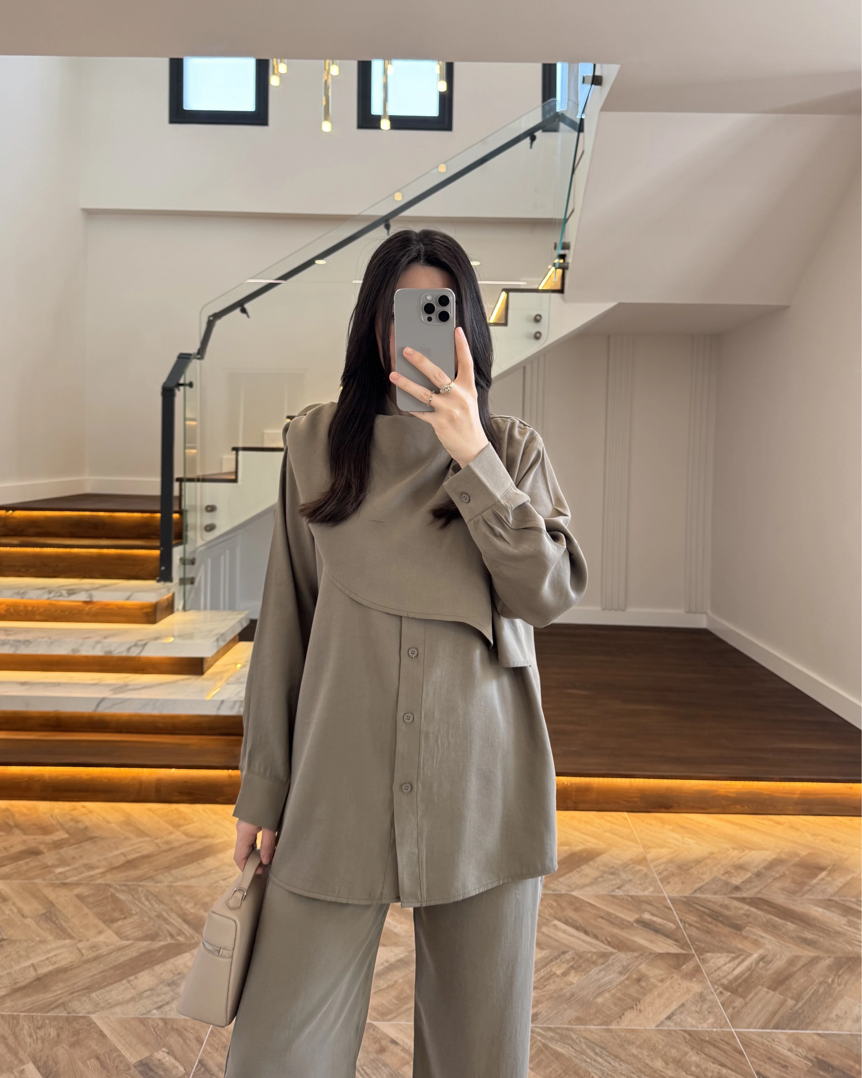 LACİVERT ŞAL DETAY TAKIM -9043