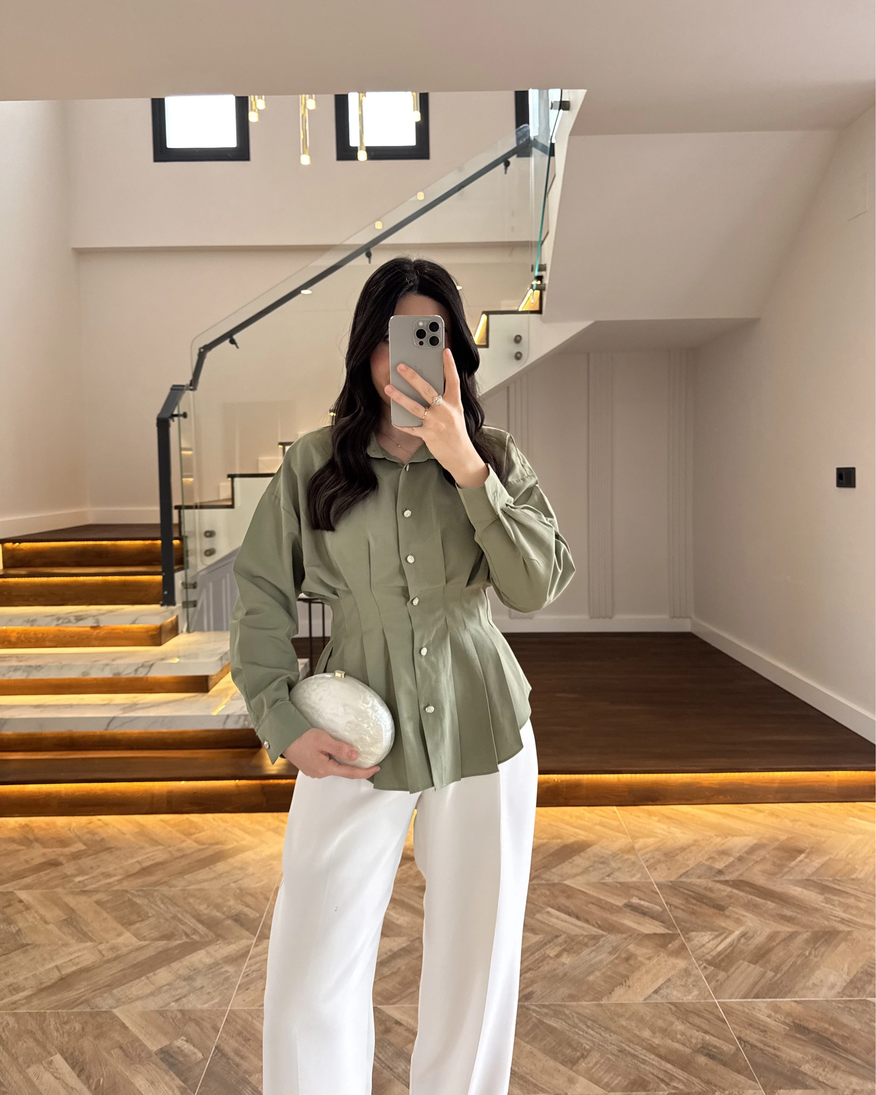HAKİ DÜĞMELİ PİLELİ GÖMLEK HAKİ -2247