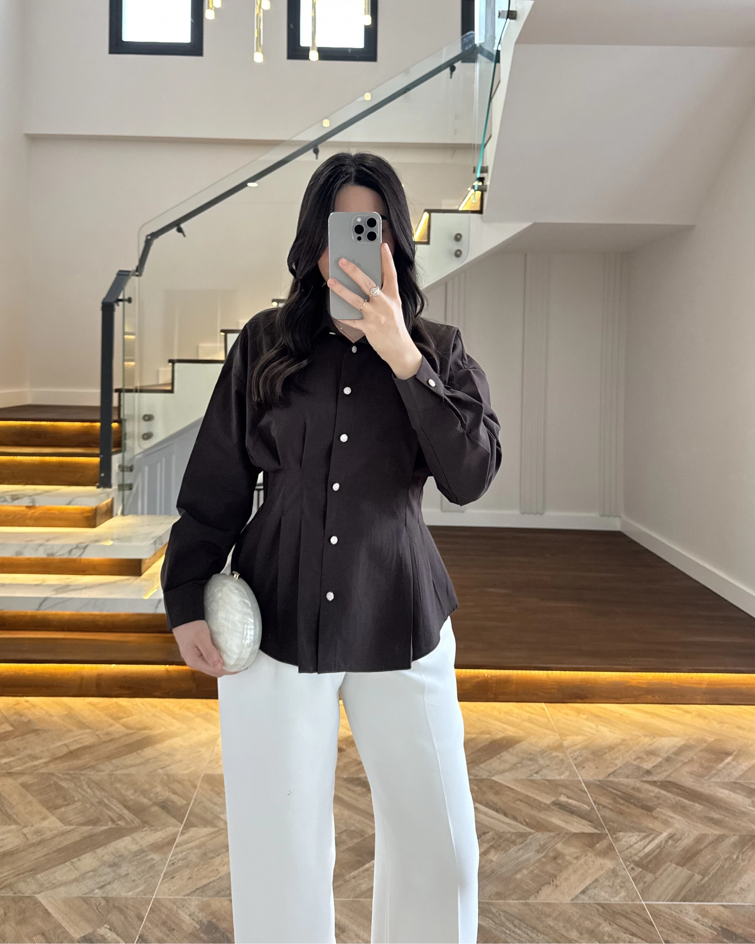 KAHVE DÜĞMELİ PİLELİ GÖMLEK KAHVE -2247