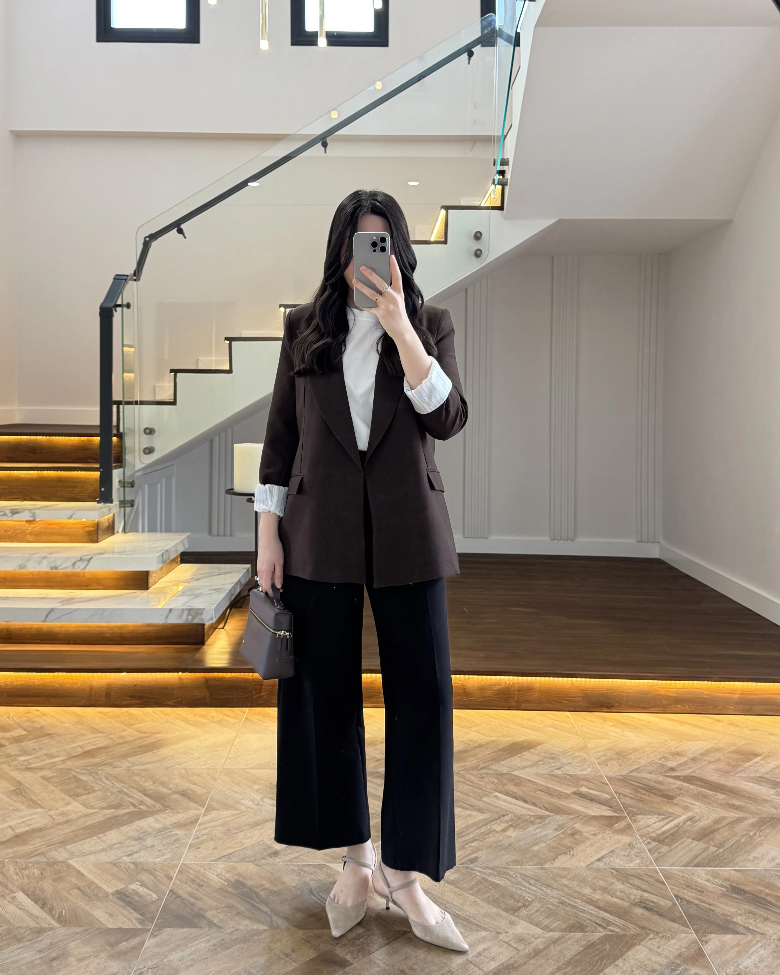 KAHVE ÇİZGİLİ ASTARLI CEKET- 7627