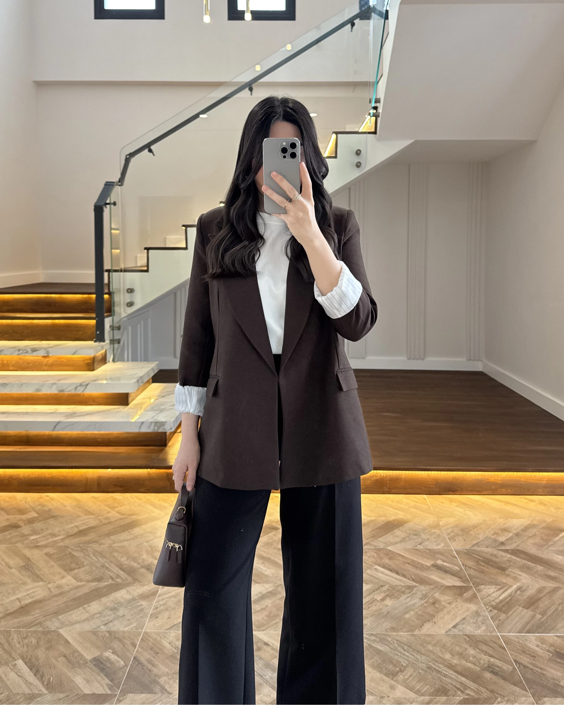 KAHVE ÇİZGİLİ ASTARLI CEKET- 7627